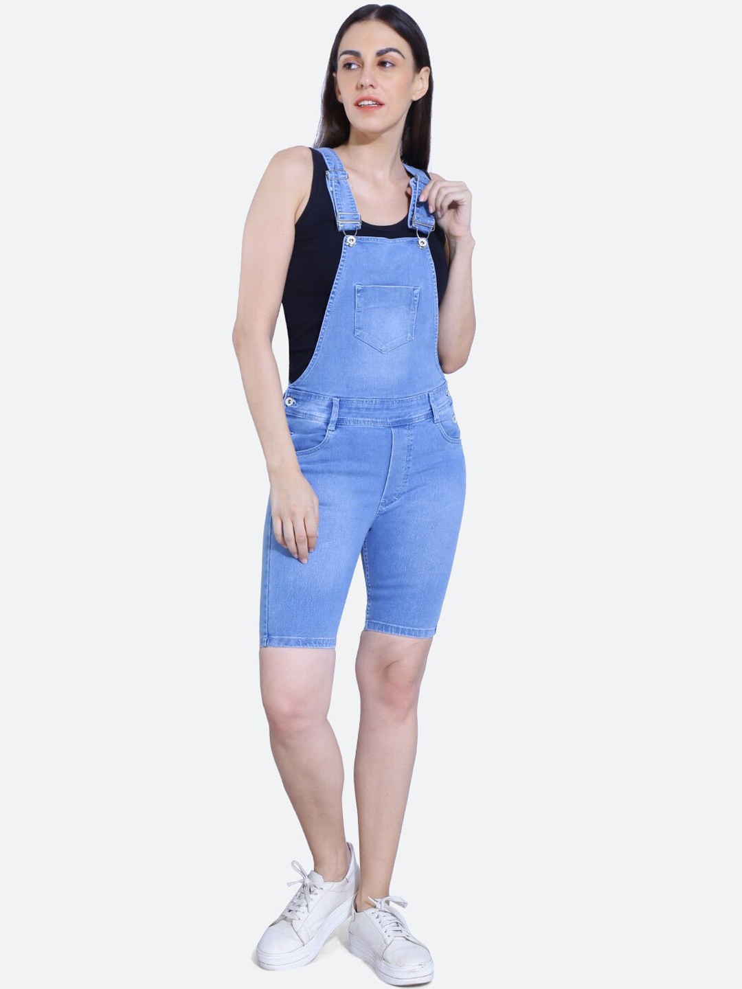 

FCK-3 Stretchable Denim Short Dungaree, Blue