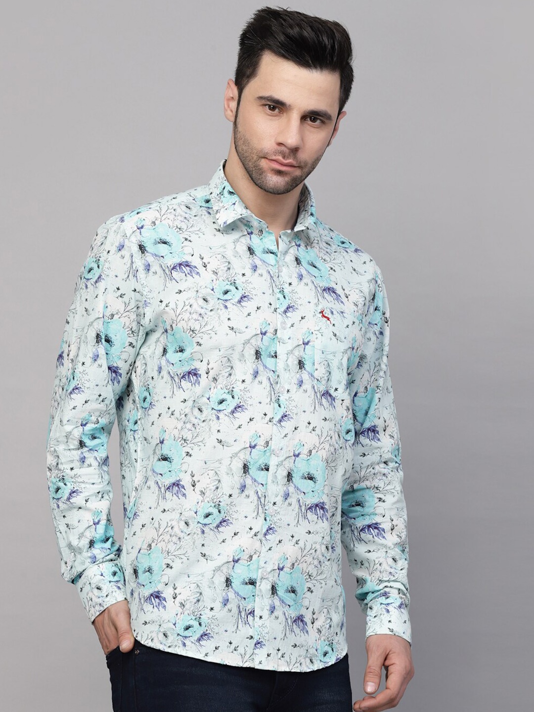 

VALBONE Printed Original Floral Opaque Cotton Casual Shirt, White