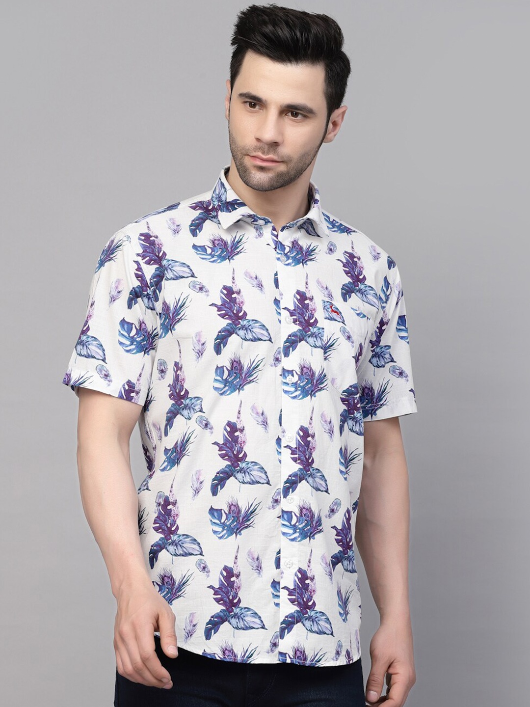 

VALBONE Floral Printed Original Opaque Casual Shirt, White