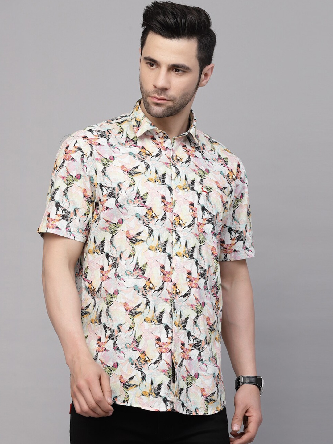 

VALBONE Floral Printed Original Opaque Casual Shirt, White
