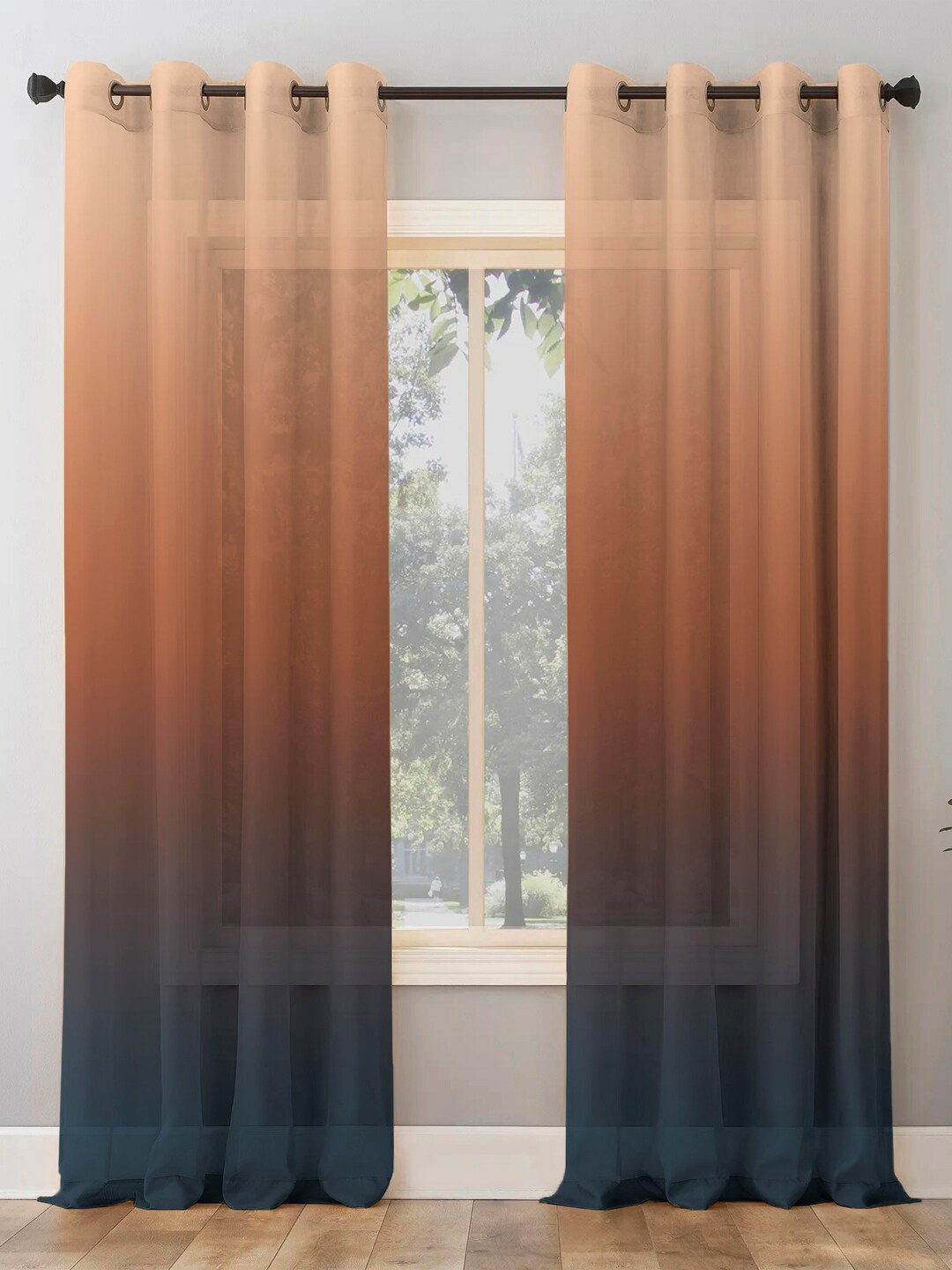 

SPACES 2 Pieces Rose & Blue Ombre Room Darkening Door Curtain