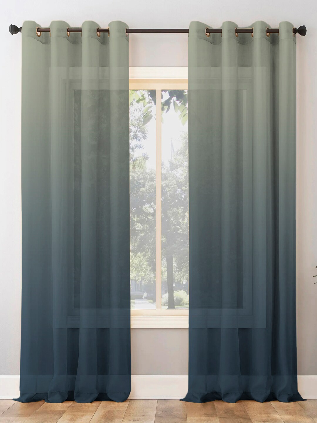 

SPACES 2 Pieces Blue Ombre Room Darkening Door Curtain