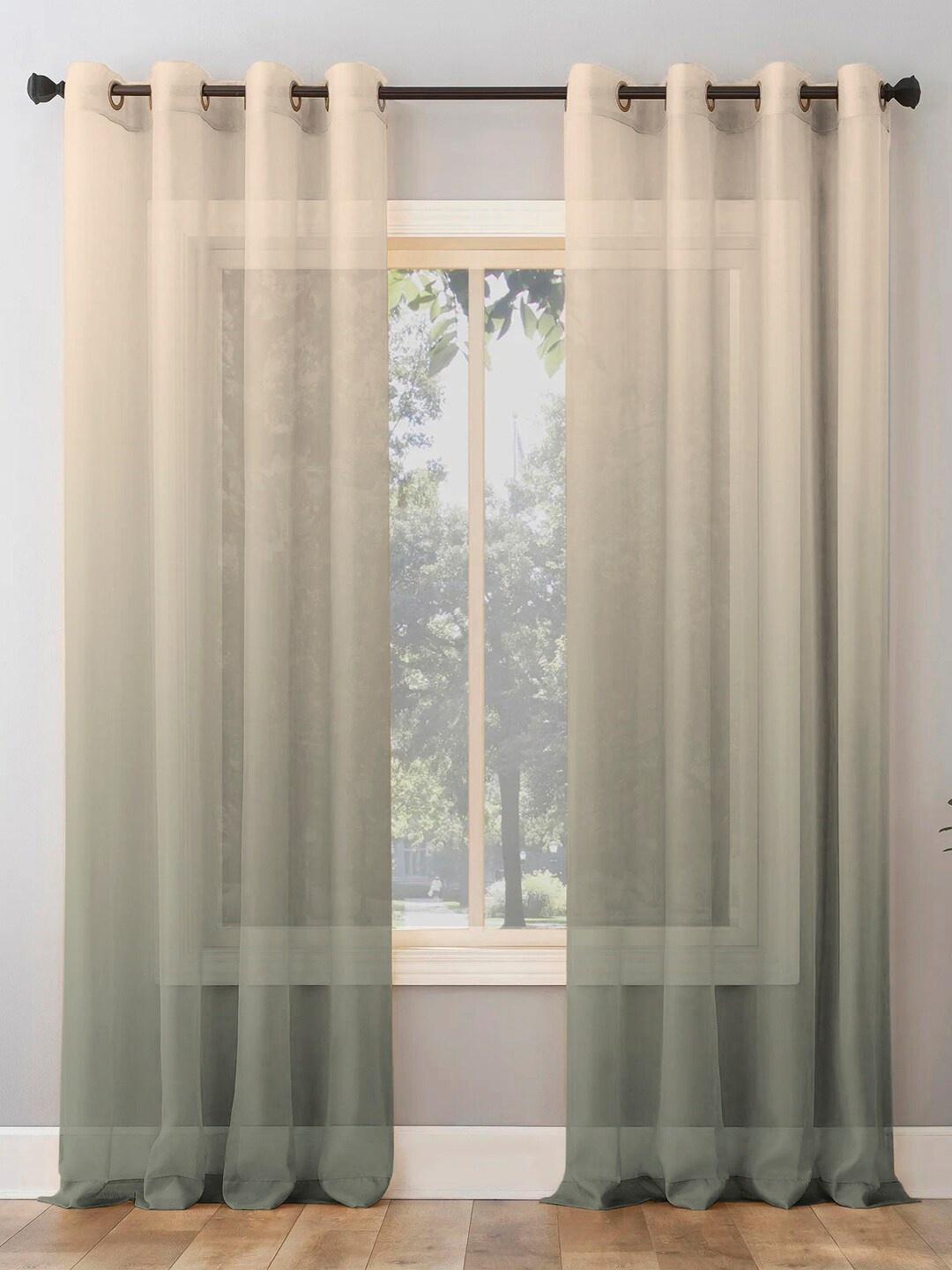 

SPACES 2 Pieces Green & Khaki Ombre Room Darkening Door Curtain