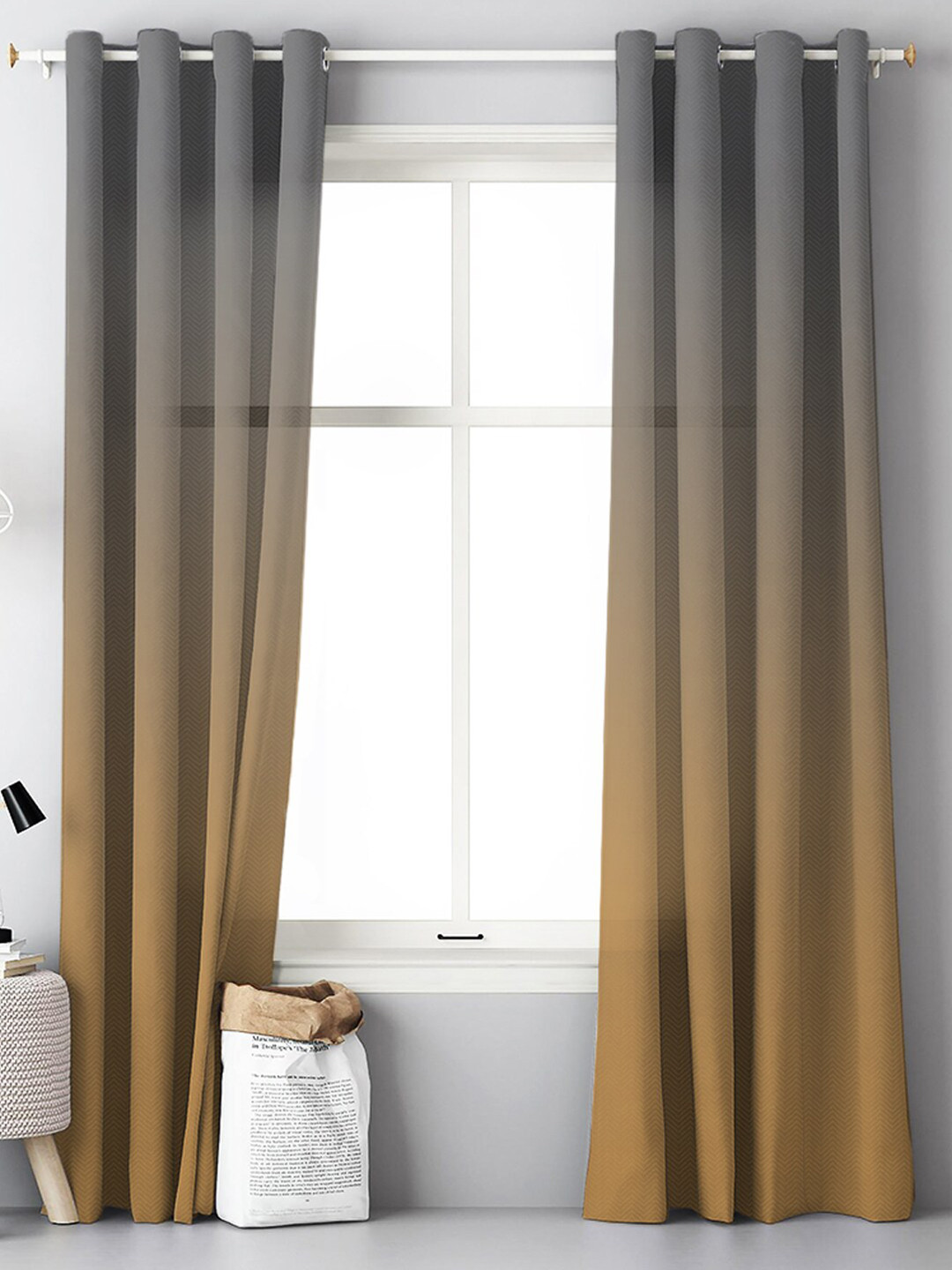 

SPACES 2 Pieces Grey & Mustard Yellow Ombre Room Darkening Door Curtain