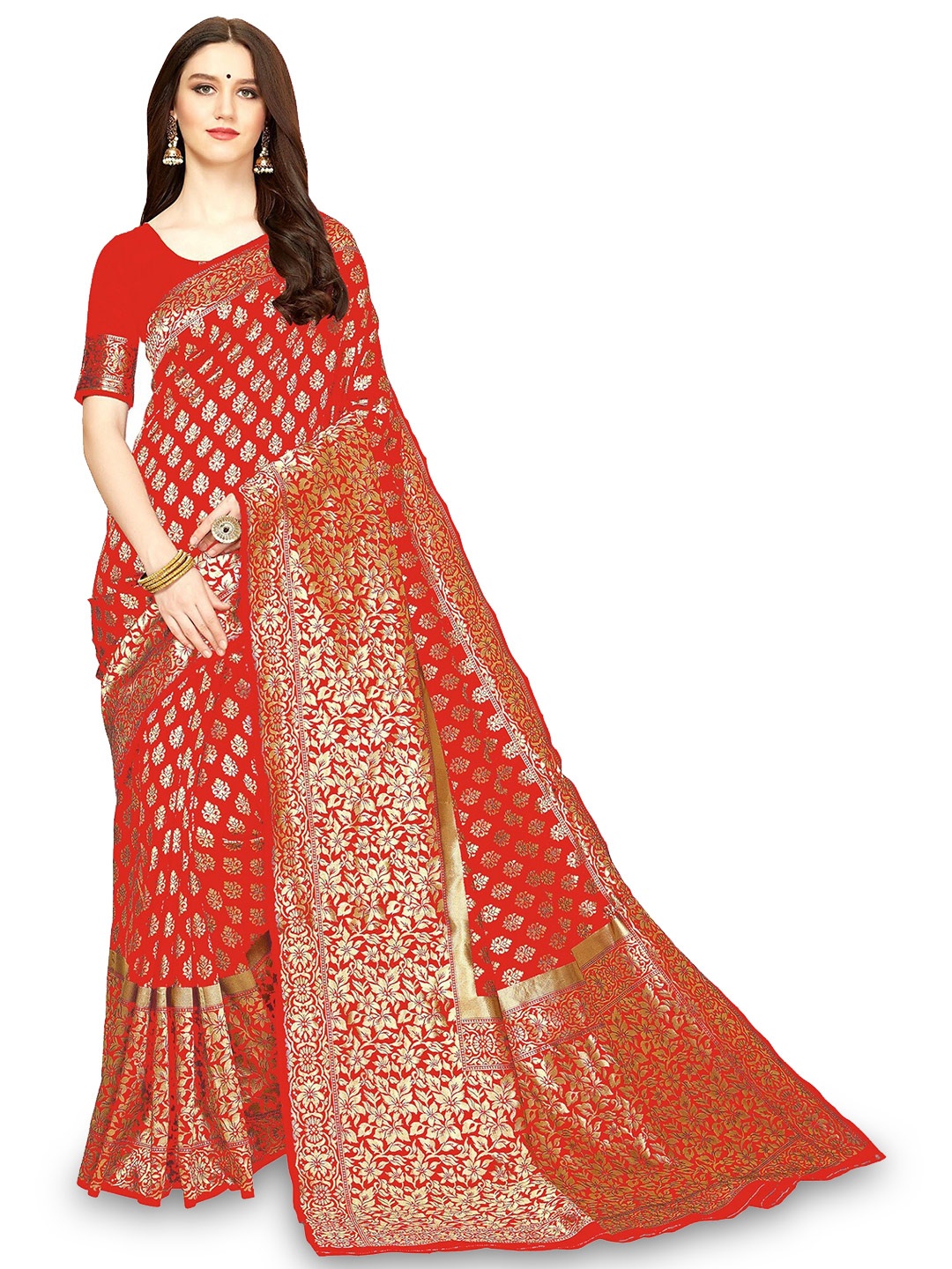 

Kedar Fab Woven Design Zari Saree, Red