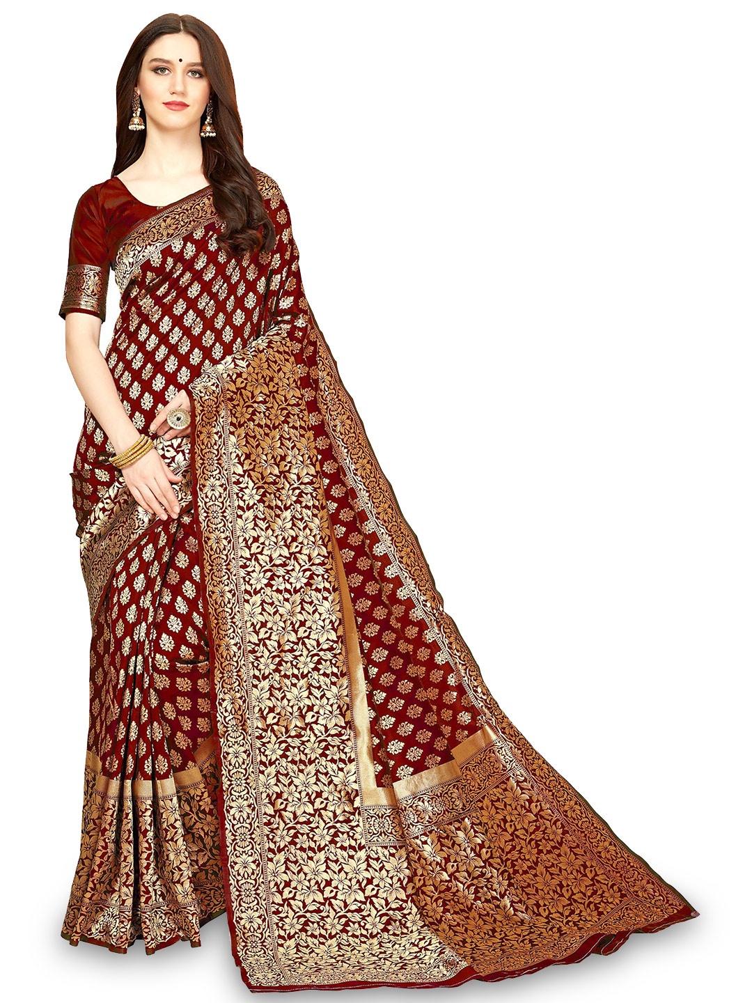 

Kedar Fab Woven Design Zari Saree, Maroon