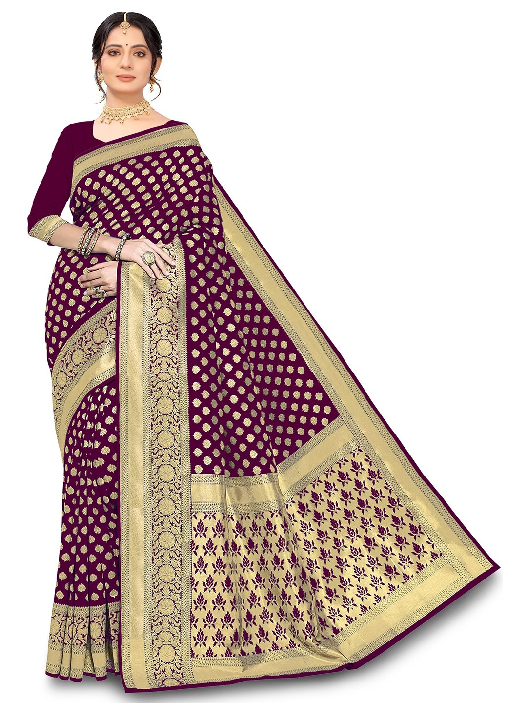 

Kedar Fab Woven Design Zari Silk Blend Saree, Purple