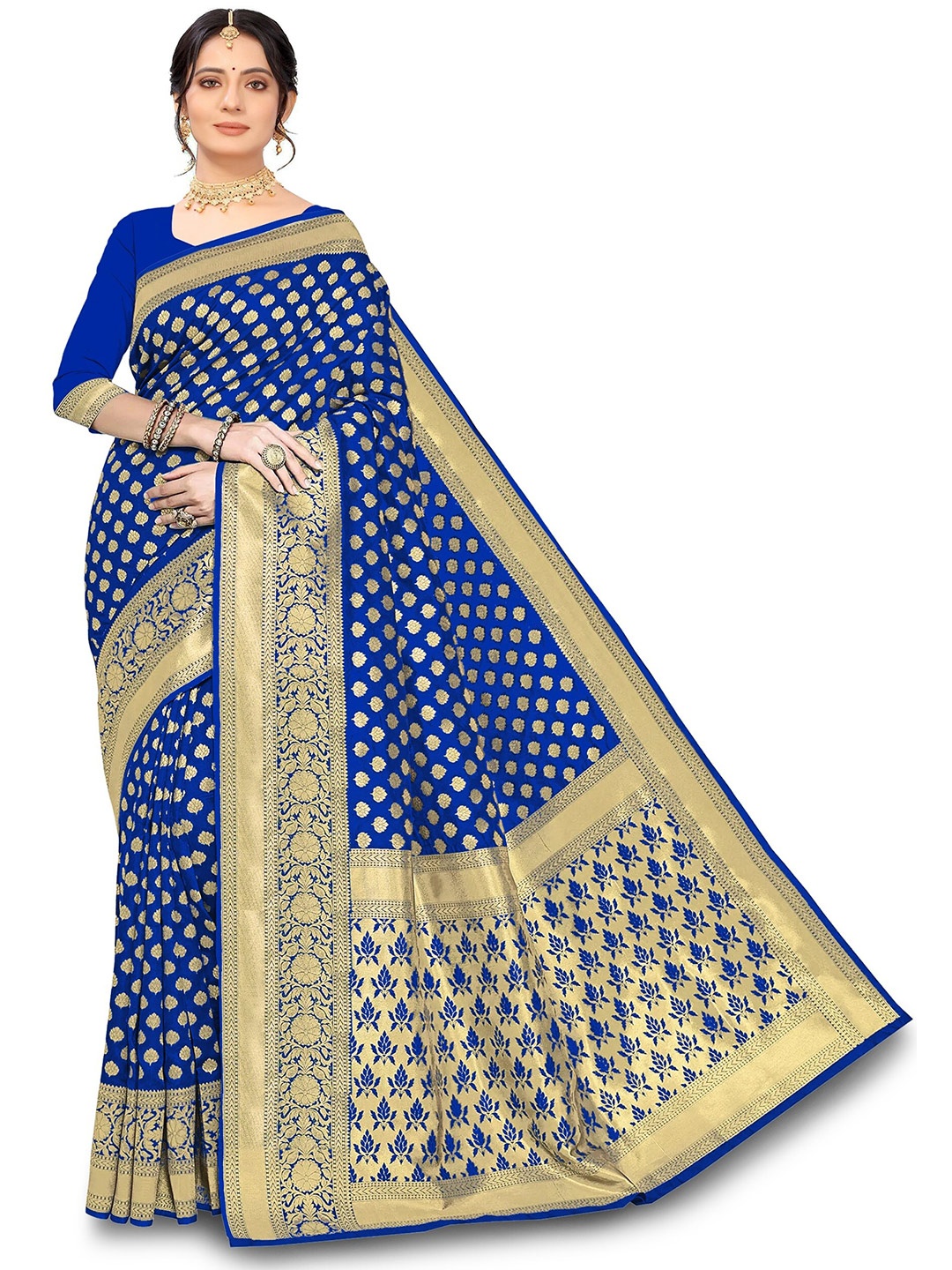 

Kedar Fab Woven Design Zari Silk Blend Saree, Blue