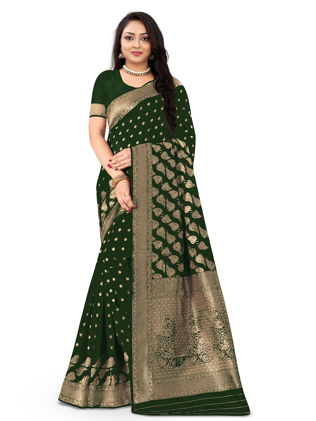 

Kedar Fab Woven Design Zari Saree, Green