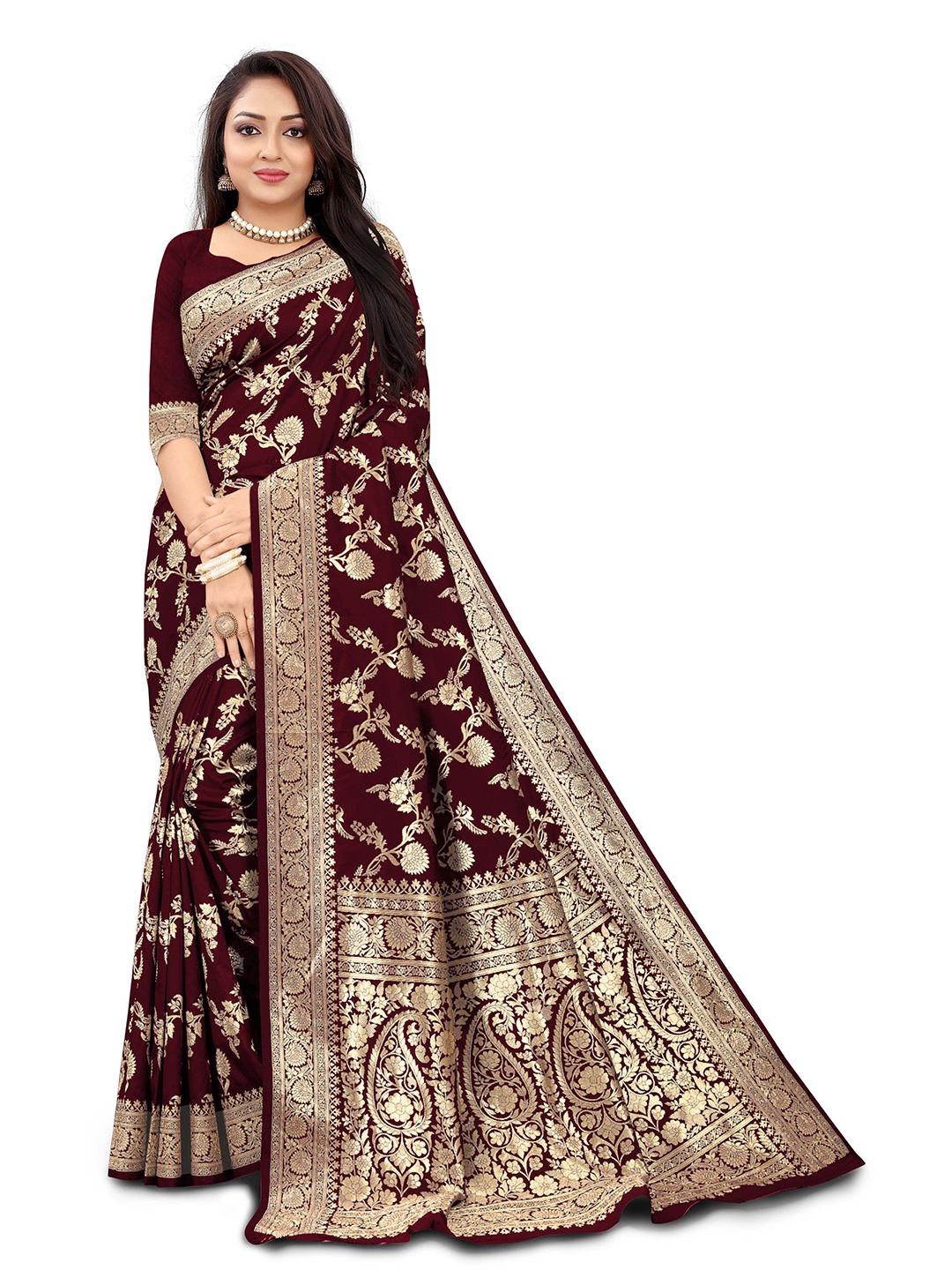 

Kedar Fab Woven Design Zari Saree, Maroon