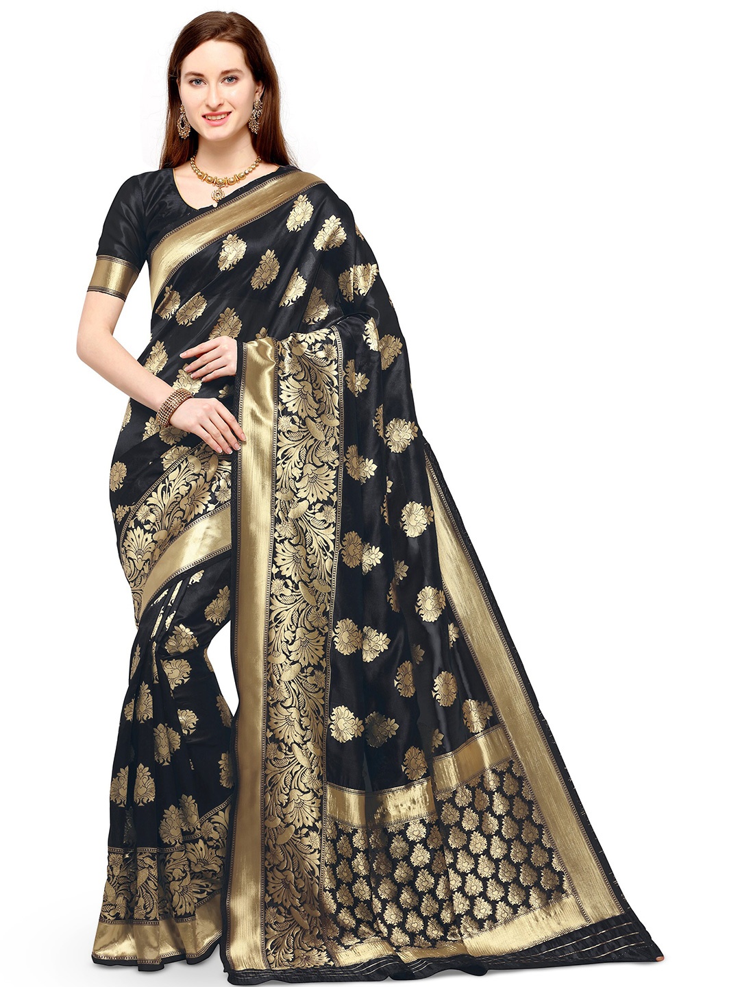 

Kedar Fab Woven Design Zari Saree, Black