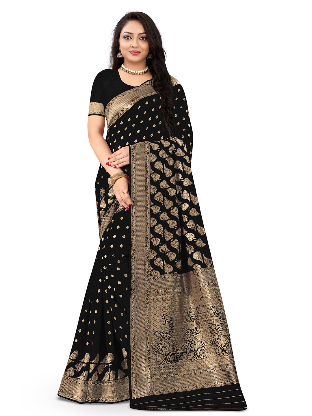 

Kedar Fab Woven Design Zari Saree, Black