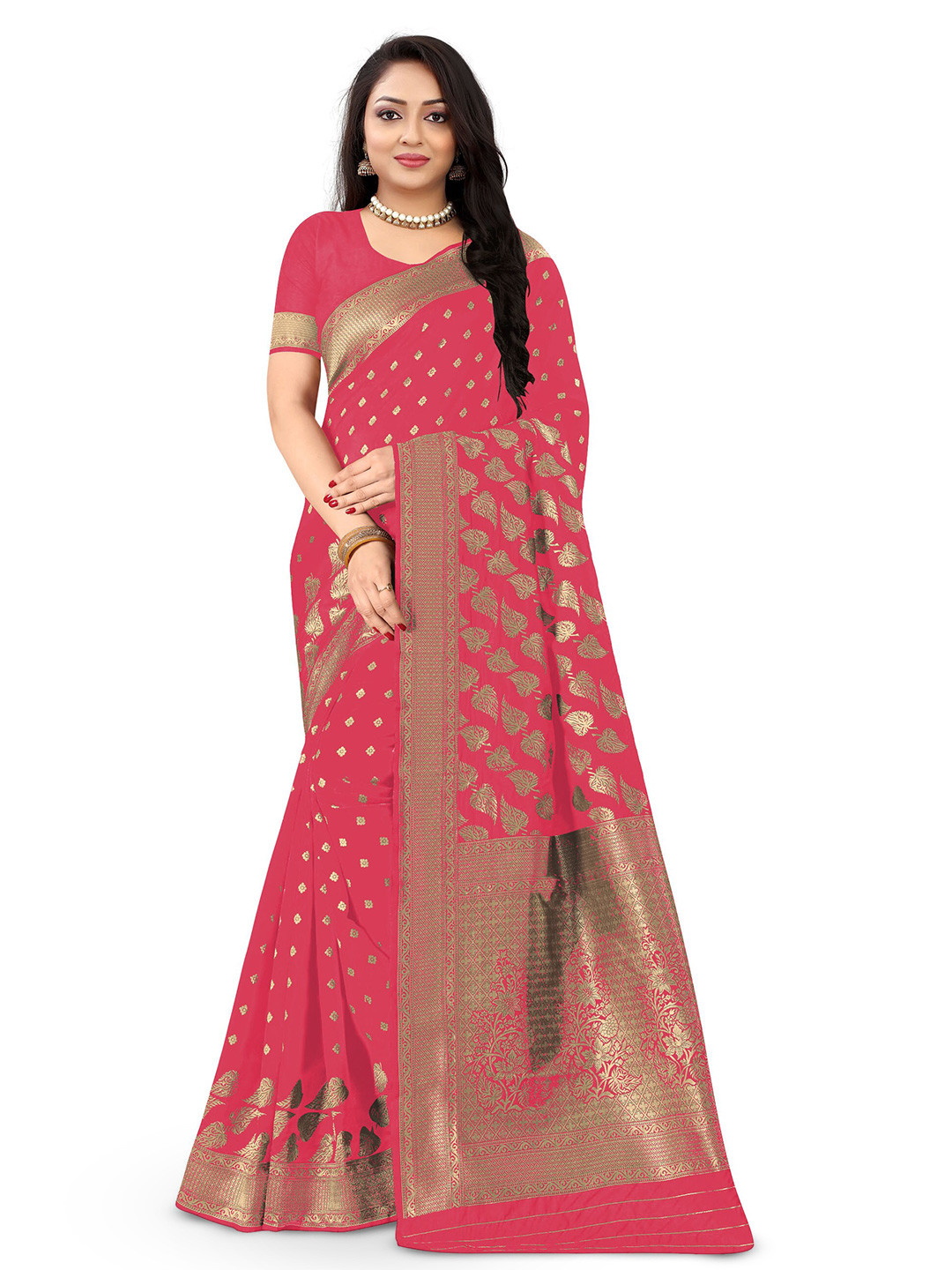 

Kedar Fab Woven Design Zari Saree, Pink