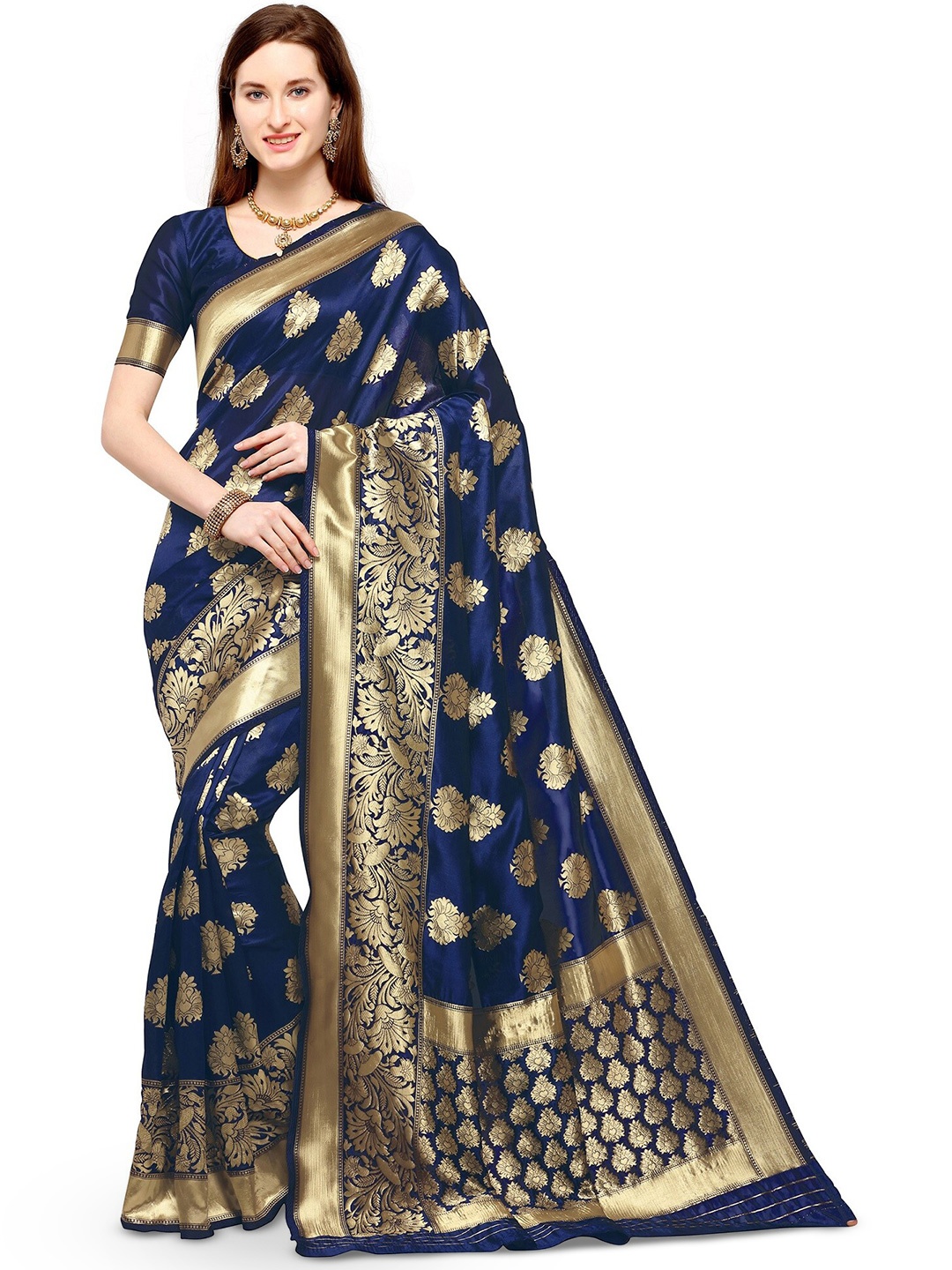 

Kedar Fab Woven Design Zari Saree, Navy blue