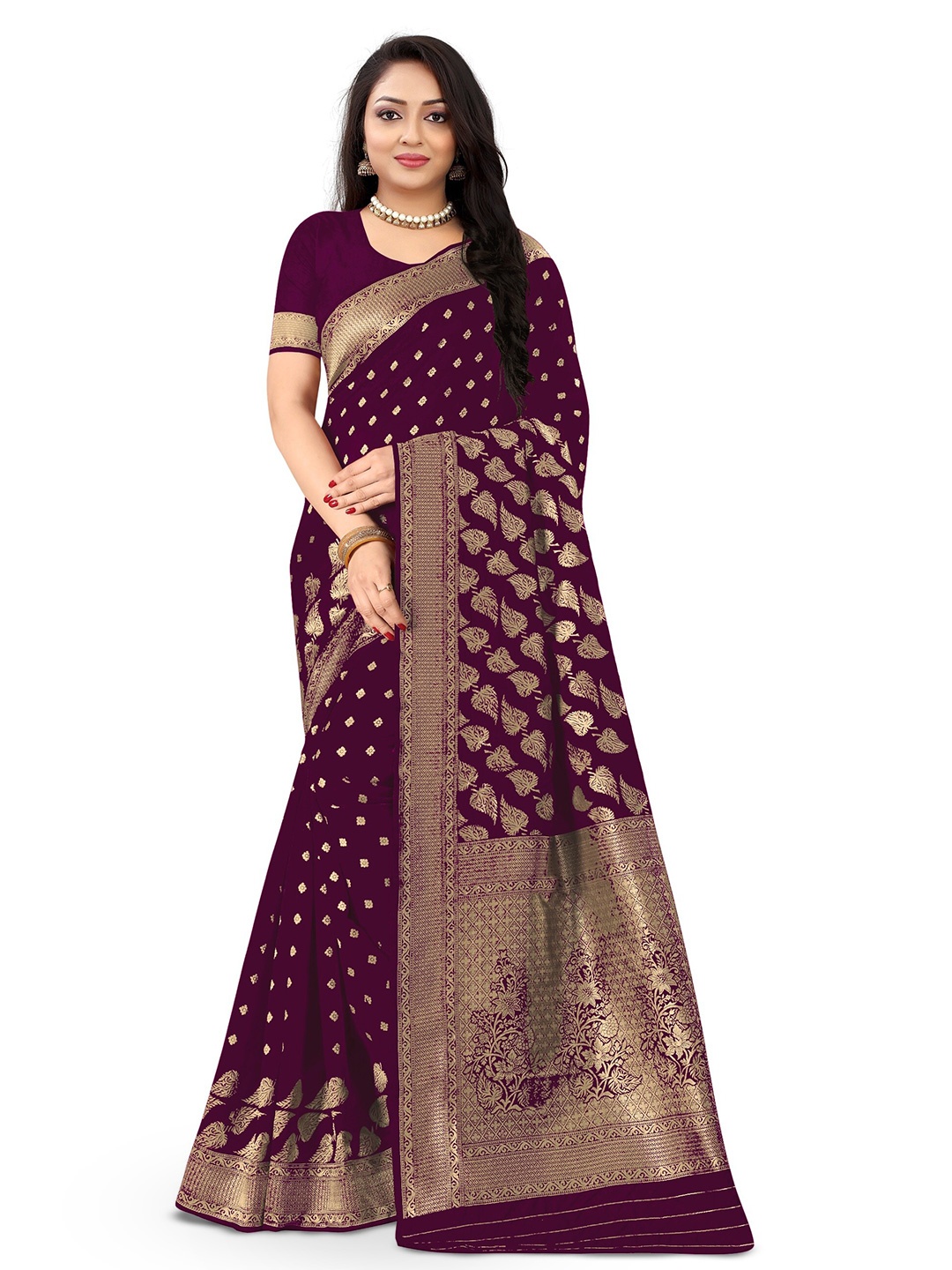 

Kedar Fab Woven Design Zari Saree, Purple