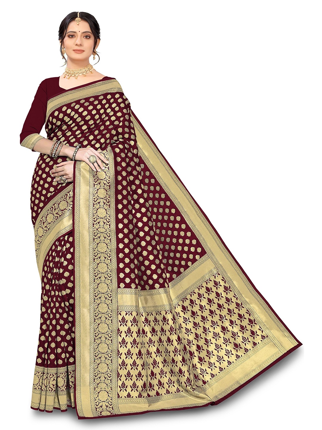 

Kedar Fab Woven Design Zari Saree, Maroon