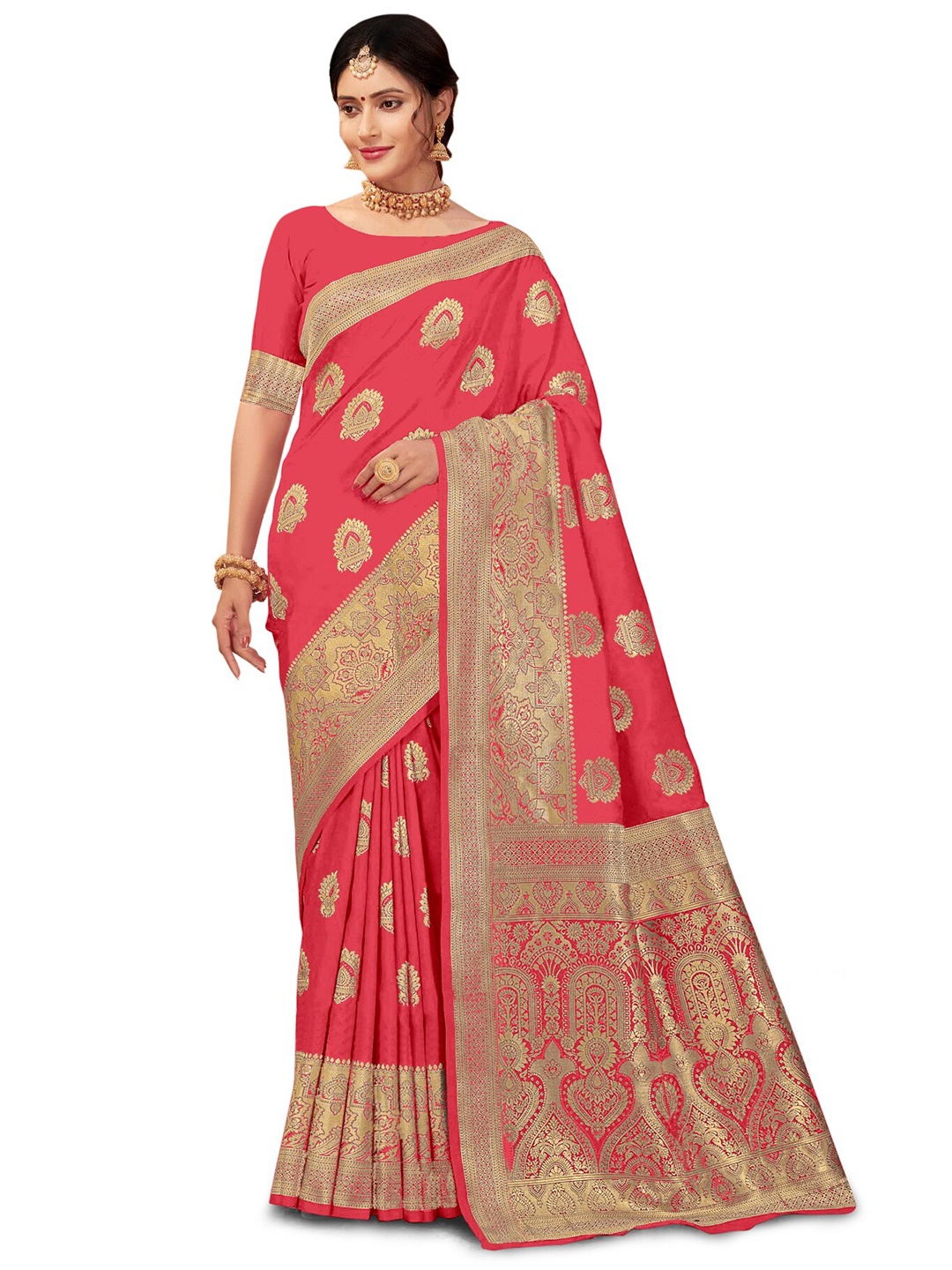 

Kedar Fab Woven Design Zari Saree, Pink