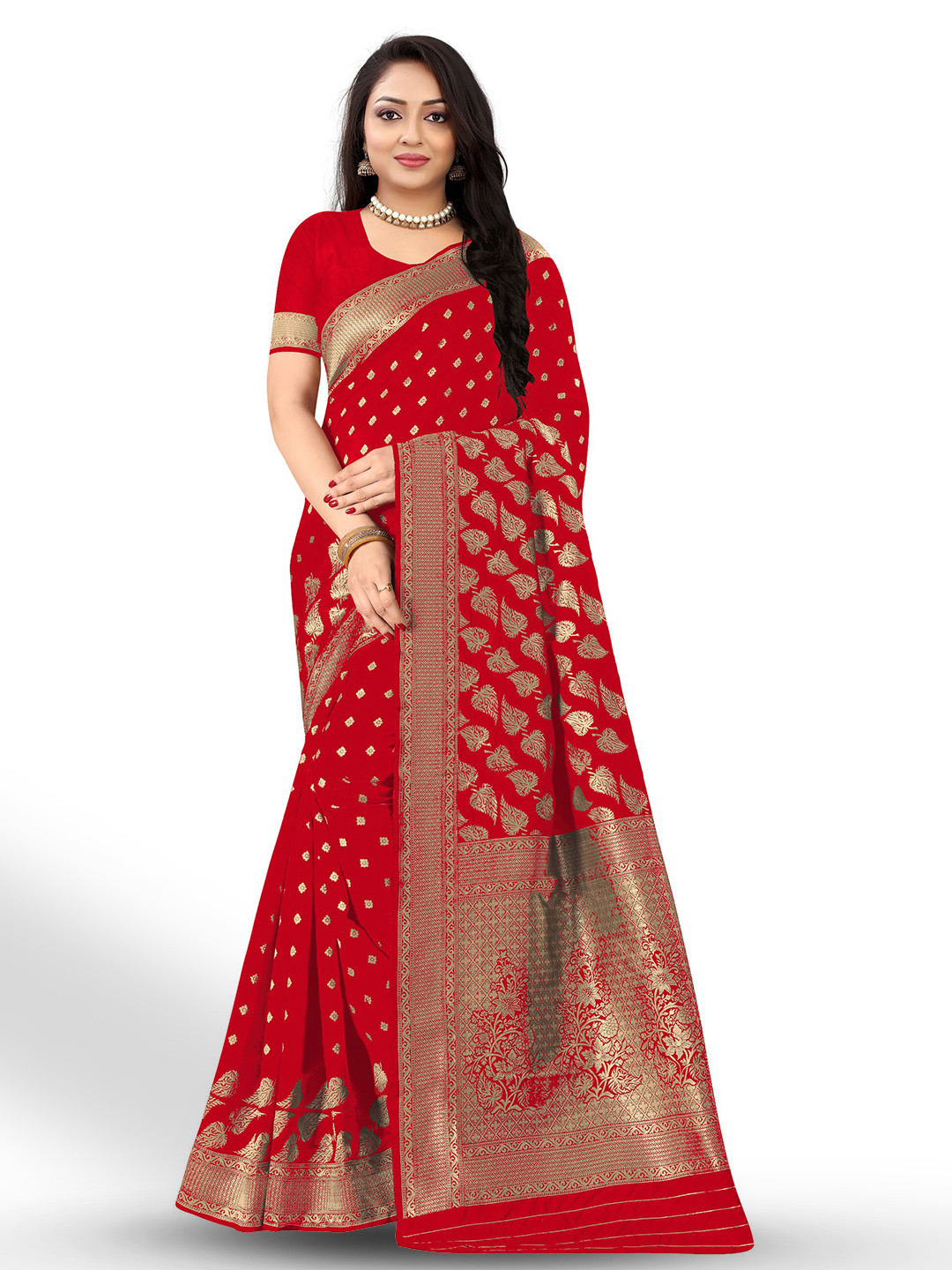 

Kedar Fab Woven Design Zari Saree, Red