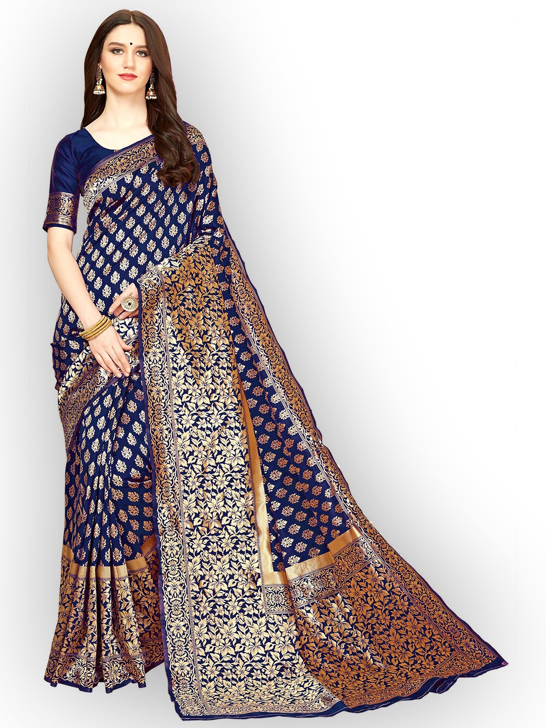 

Kedar Fab Woven Design Zari Saree, Navy blue