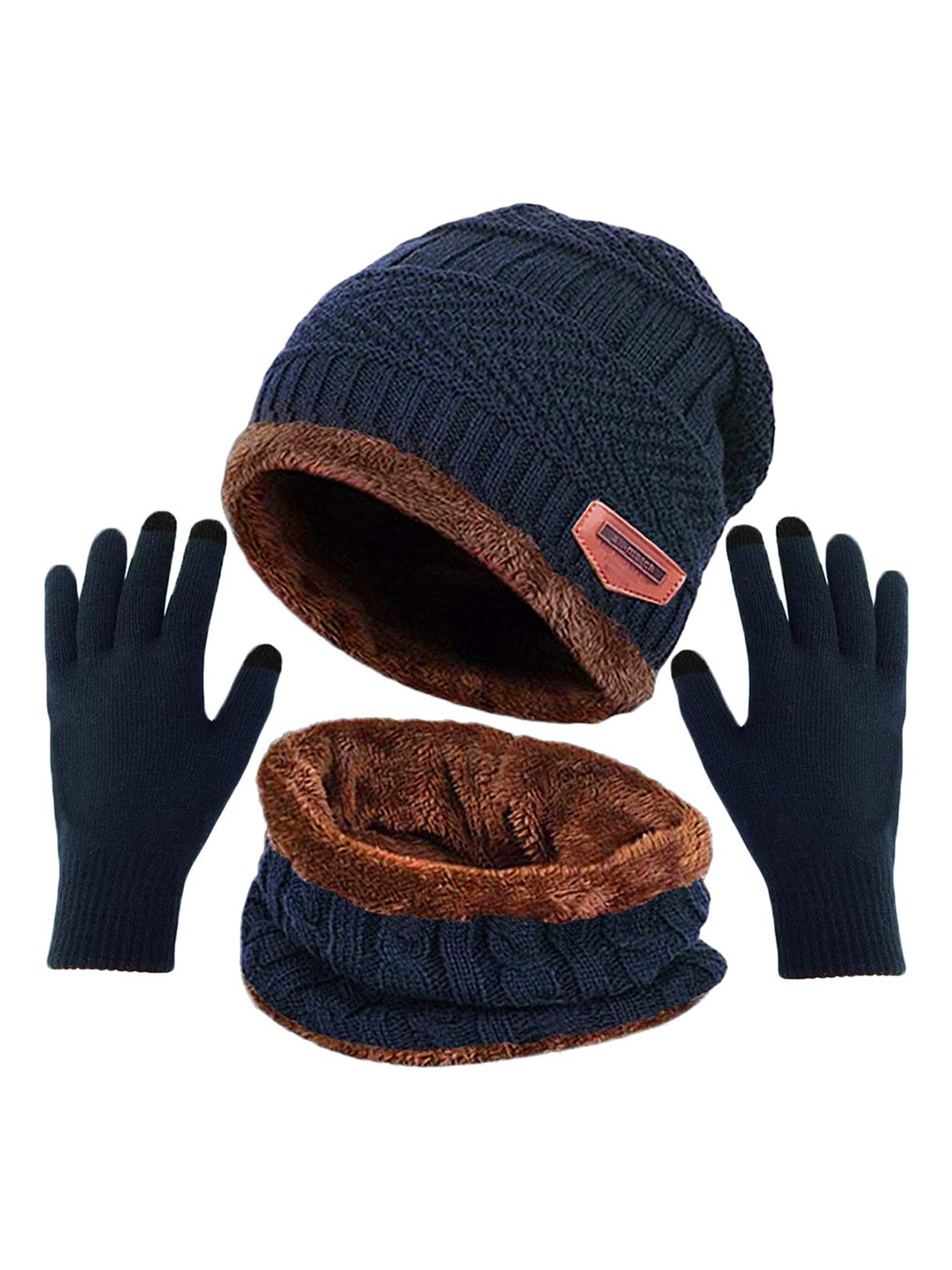 

Aadikart Women Self Design Wool Beanie With Gloves, Blue