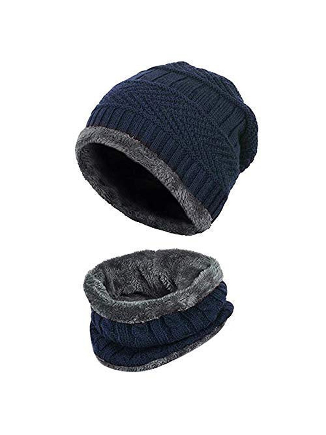 

Aadikart Women Self Design Fleece Lined Wool Beanie, Blue