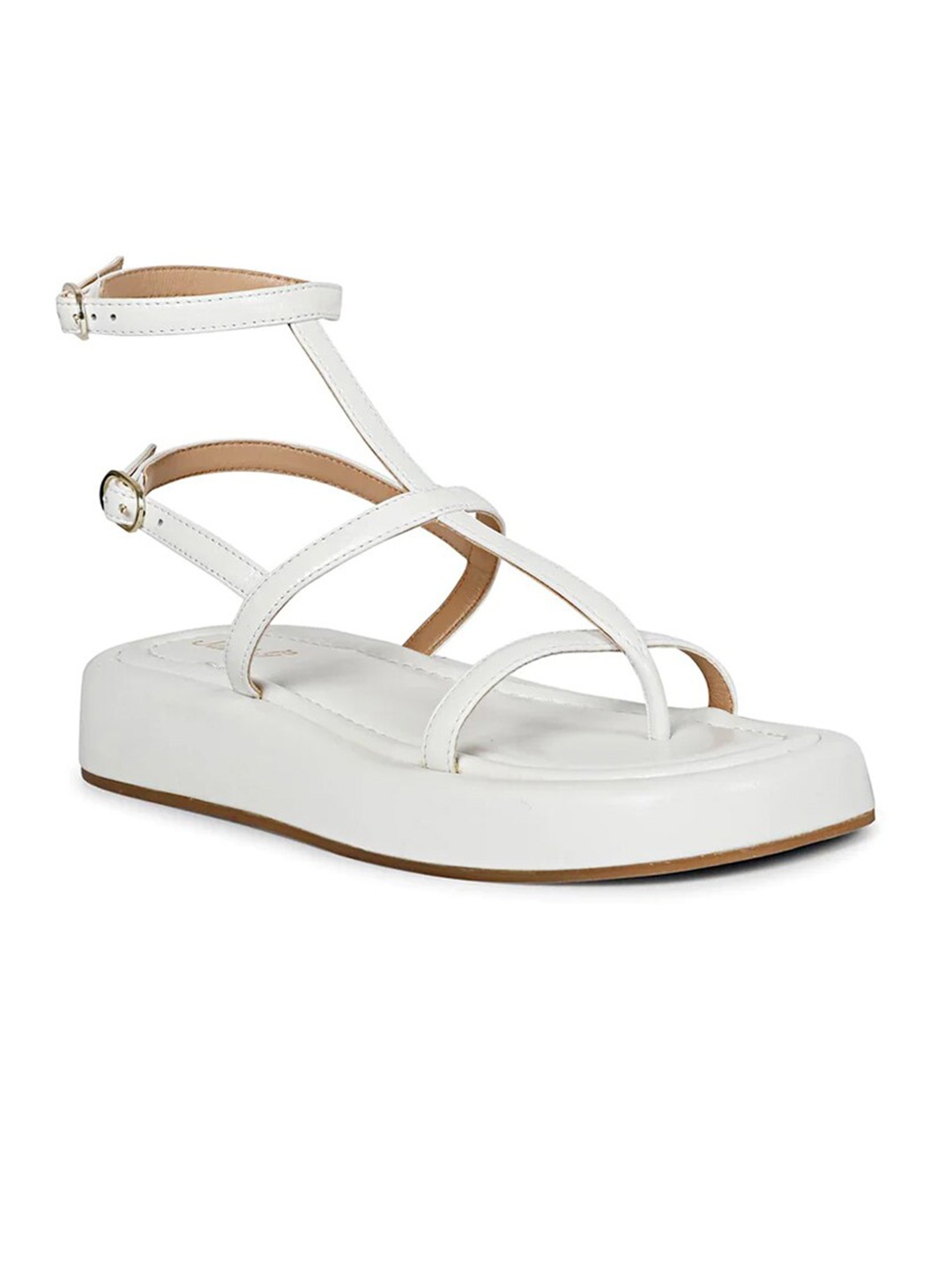 

Saint G Open Toe Leather Gladiators, White