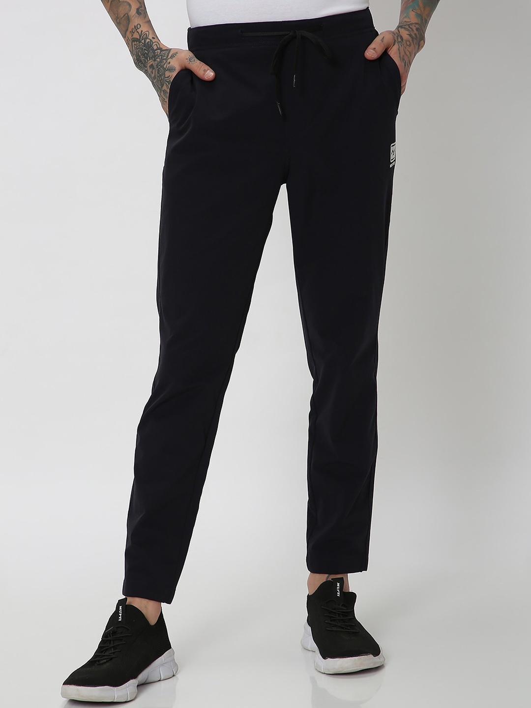 

Mufti Men Mid Rise Joggers, Navy blue