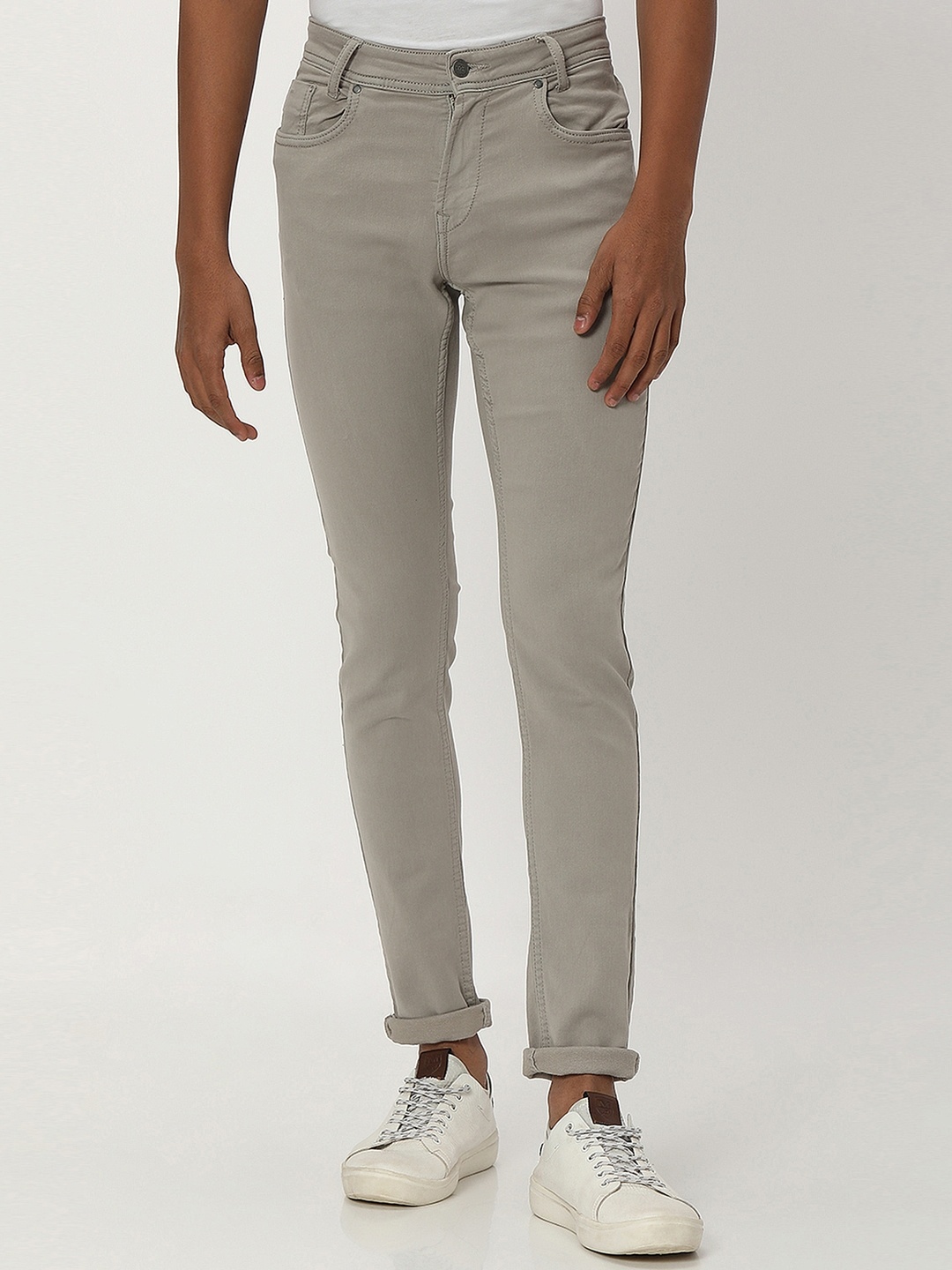 

Mufti Men Mid Rise Skinny Fit Trousers, Grey