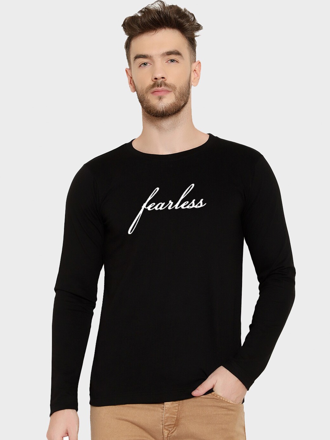 

T-SHIRT TRUCK Typography Printed Cotton T-shirt, Black