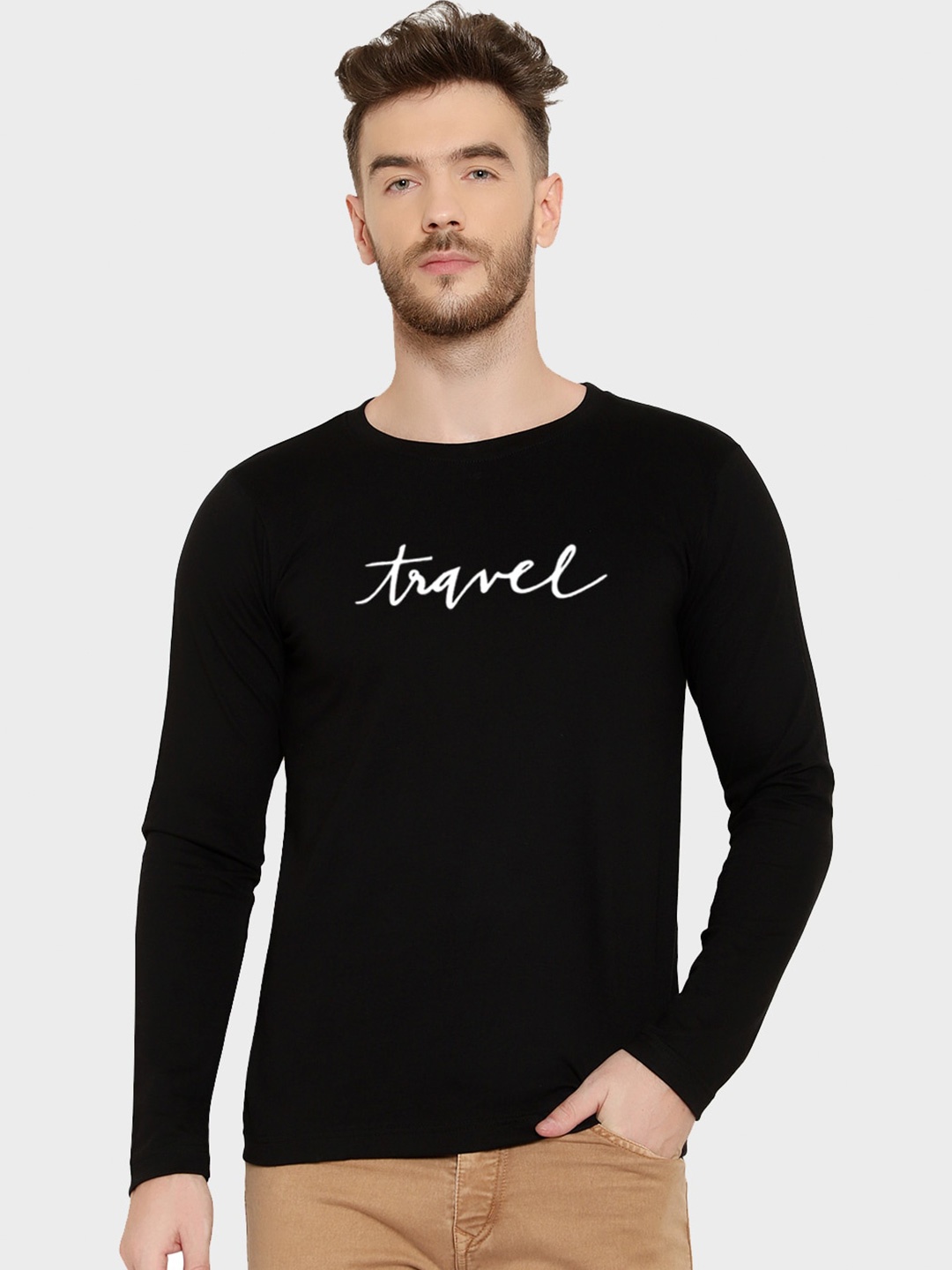 

T-SHIRT TRUCK Typography Printed Cotton T-shirt, Black