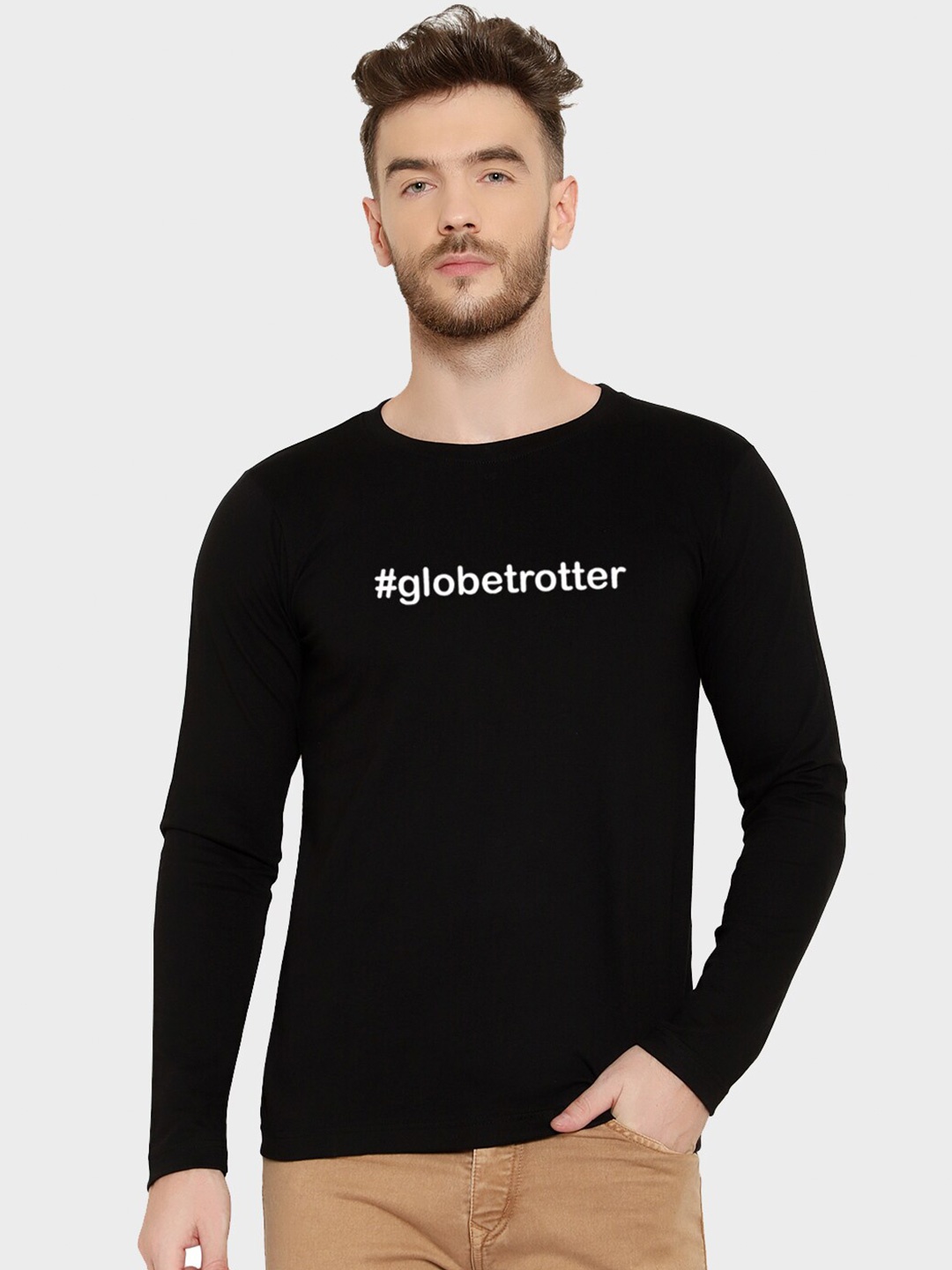 

T-SHIRT TRUCK Typography Printed Cotton T-shirt, Black