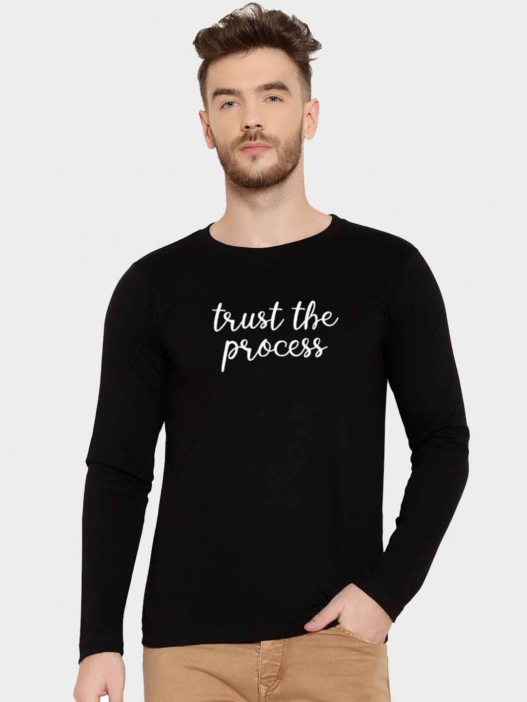 

T-SHIRT TRUCK Typography Printed Cotton T-shirt, Black