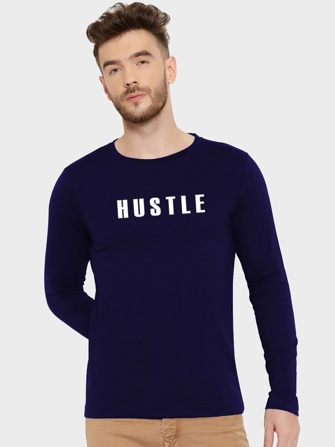 

T-SHIRT TRUCK Typography Printed Cotton T-Shirt, Navy blue