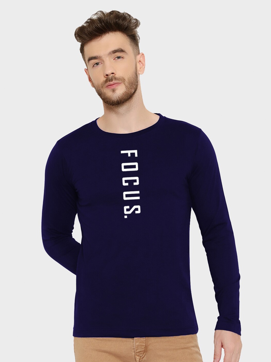 

T-SHIRT TRUCK Typography Printed Cotton T-Shirt, Navy blue