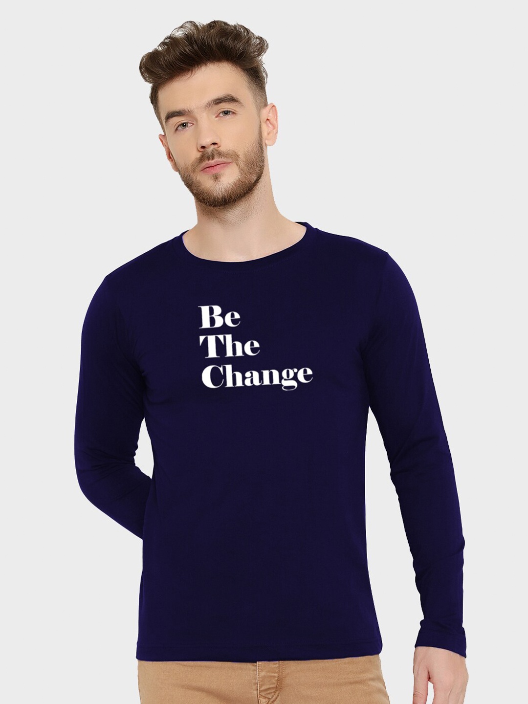

T-SHIRT TRUCK Typography Printed Cotton T-shirt, Navy blue