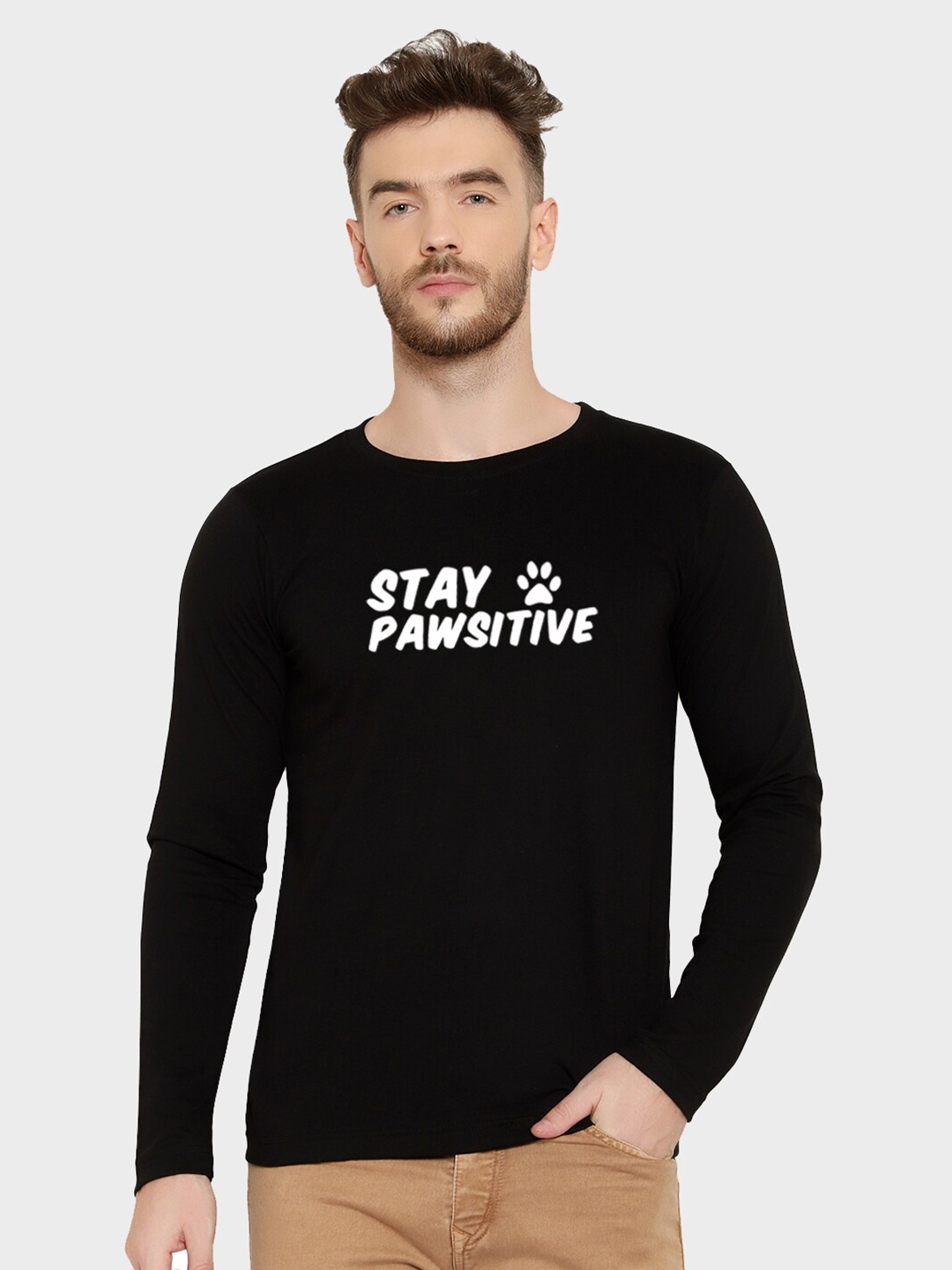 T-SHIRT TRUCK Typography Printed Cotton T-shirt, Black
