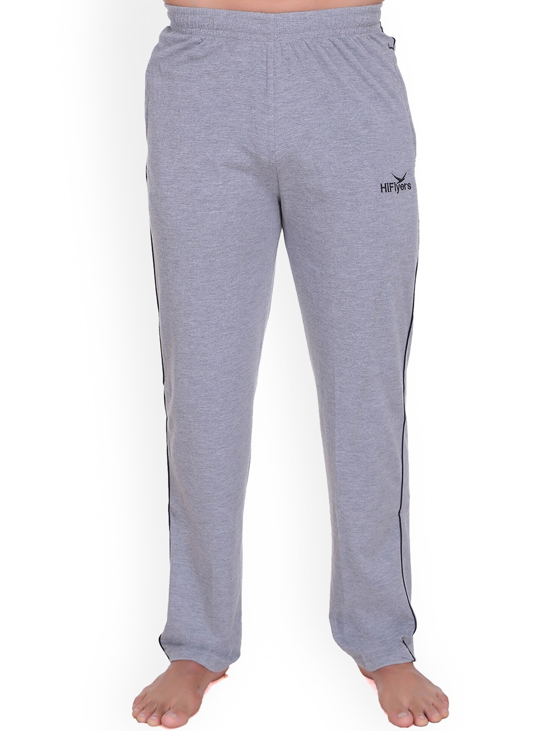 

HiFlyers Men Mid-Rise Regular-Fit Lounge Track Pants, Grey melange
