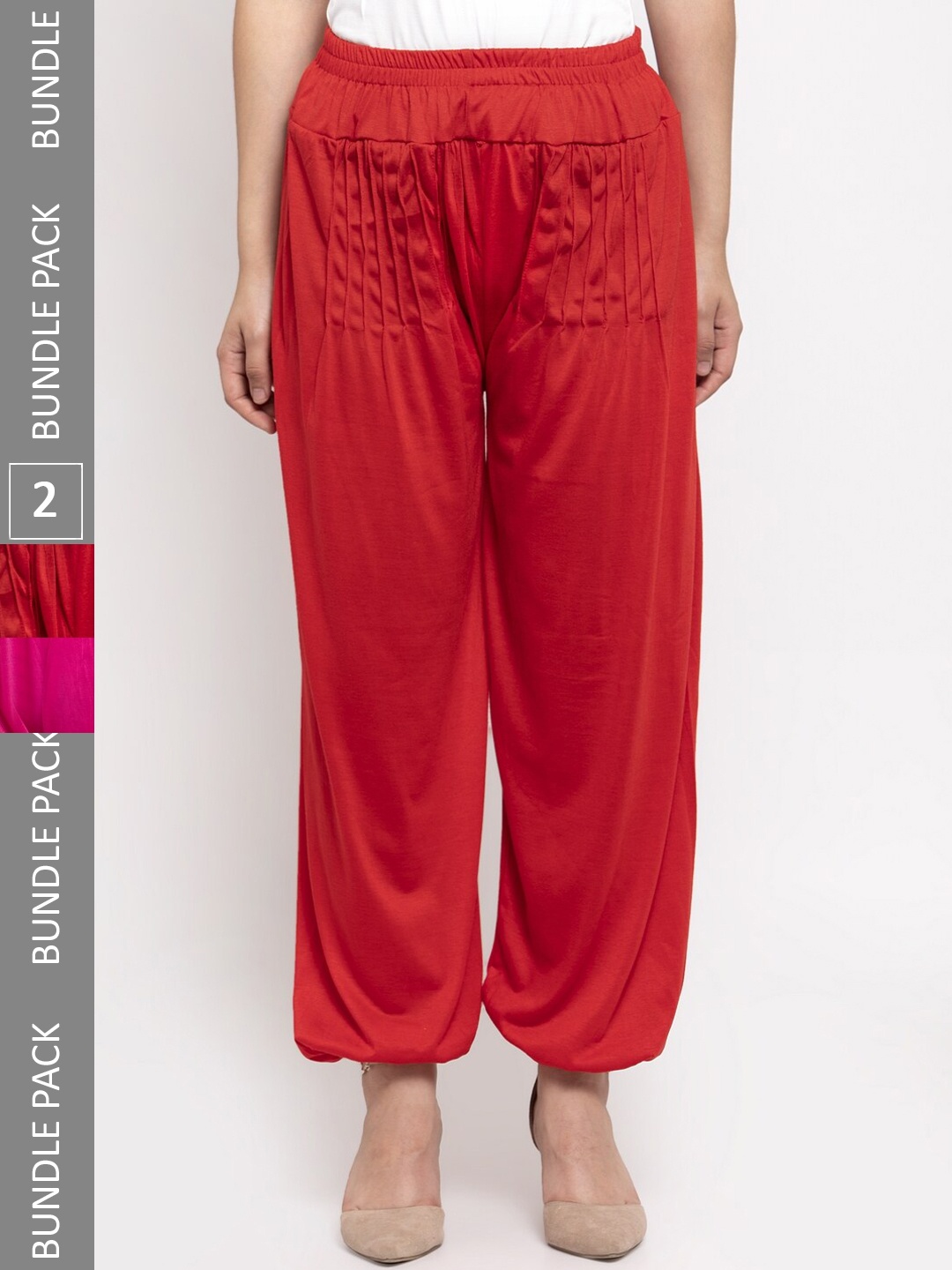 

GRACIT Women Pack Of 2 Mid-Rise Straight-Fit Harem Pants, Red