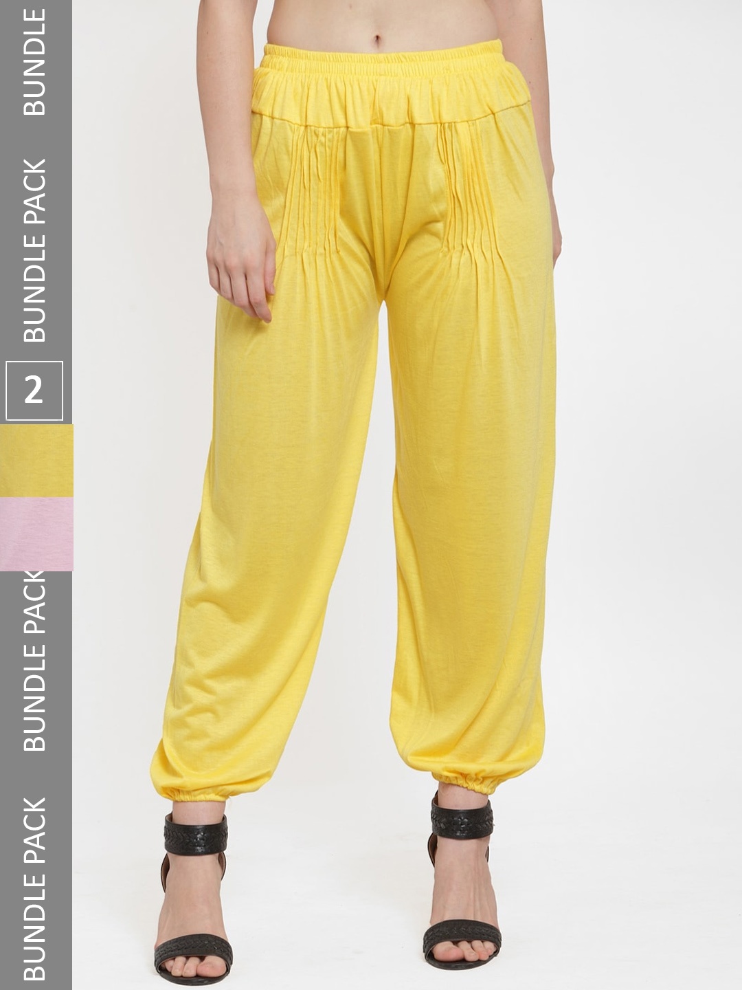 

GRACIT Women Pack Of 2 Straight-Fit Harem Pants, Yellow