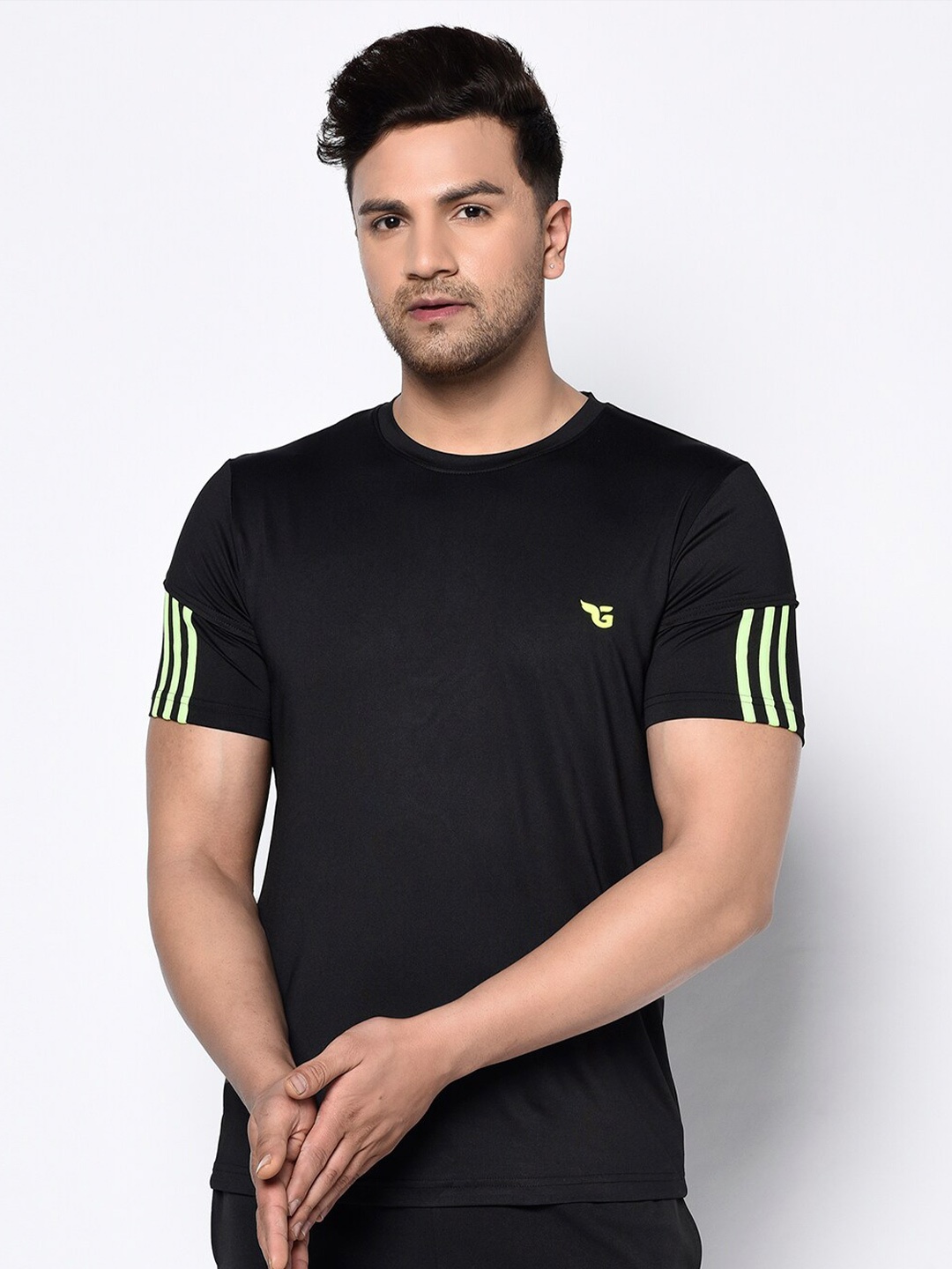 

GLITO Round Neck Short Sleeves T-shirt, Black