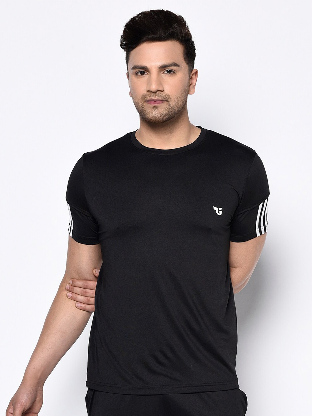 

GLITO Round Neck Short Sleeves Sports T-shirt, Black