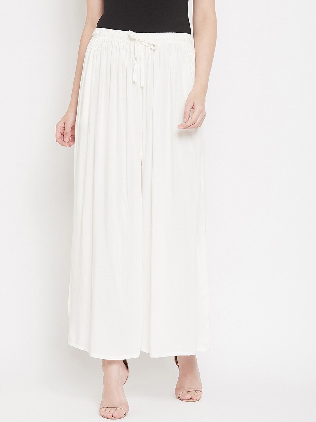 

Castle Lifestyle Women Flared Mid Rise Palazzos, Off white