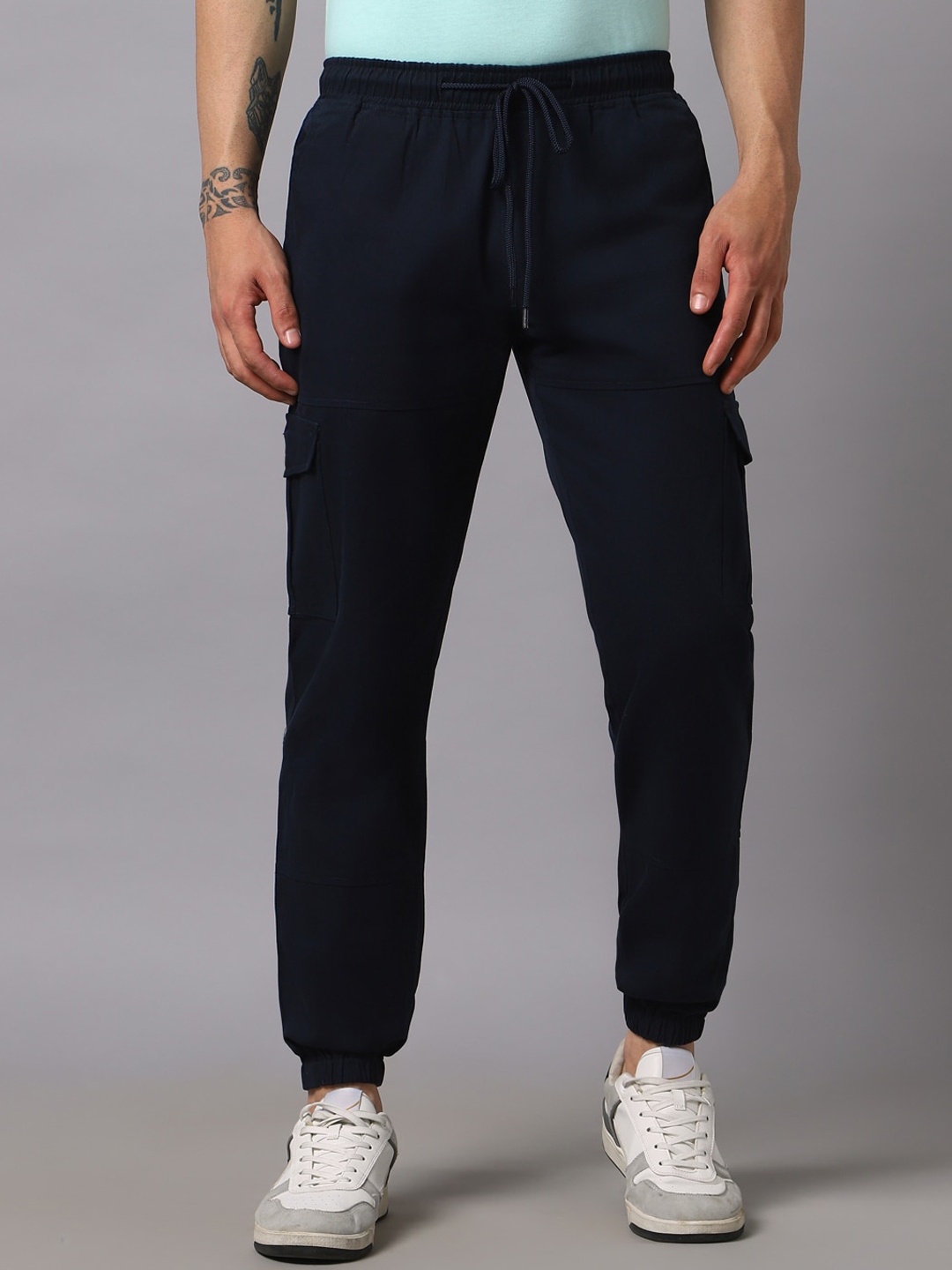 

Hubberholme Men Relaxed Cotton Cargo Joggers, Navy blue