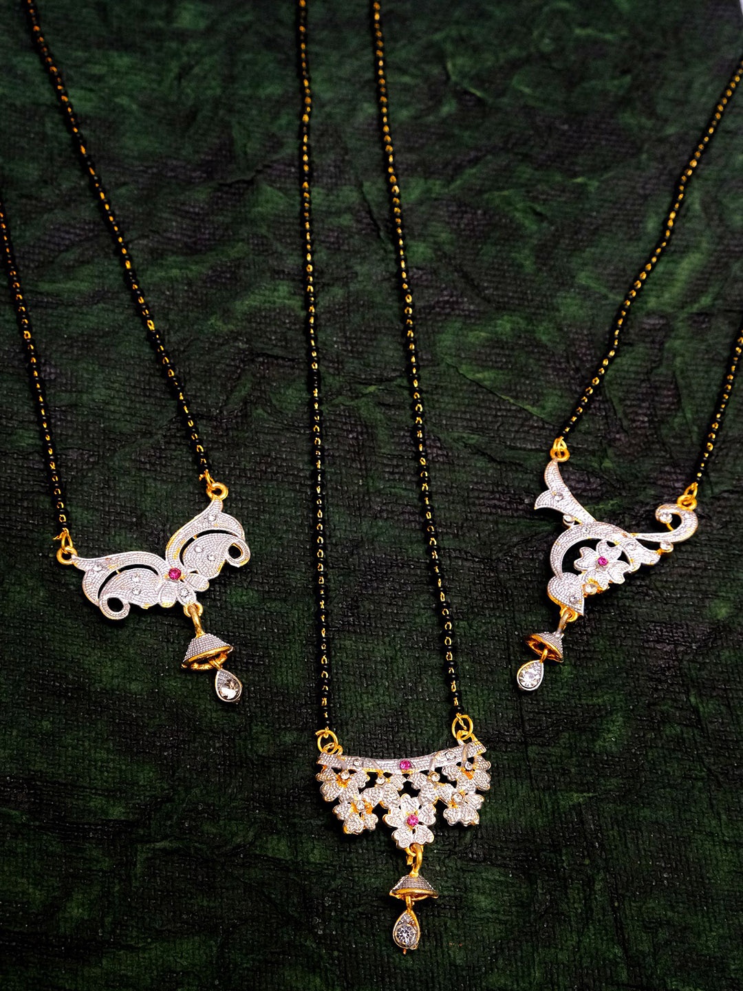 

Crunchy Fashion Set Of 3 Gold-Plated Mangalsutra