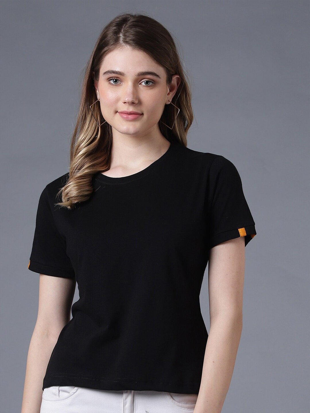 

BAESD Women Cotton Regular Fit T-shirt, Black