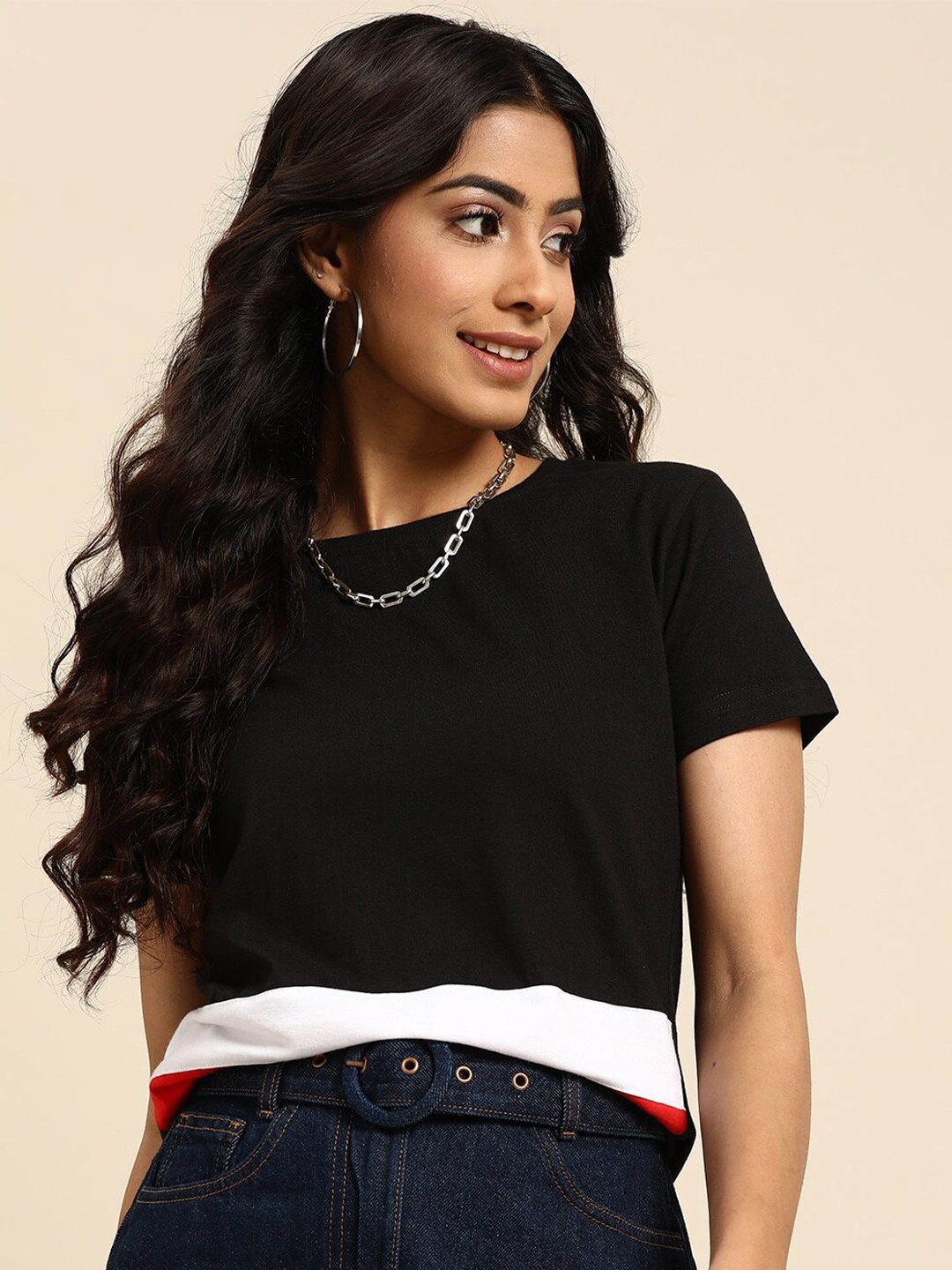 

BAESD Striped Cotton T-shirt, Black