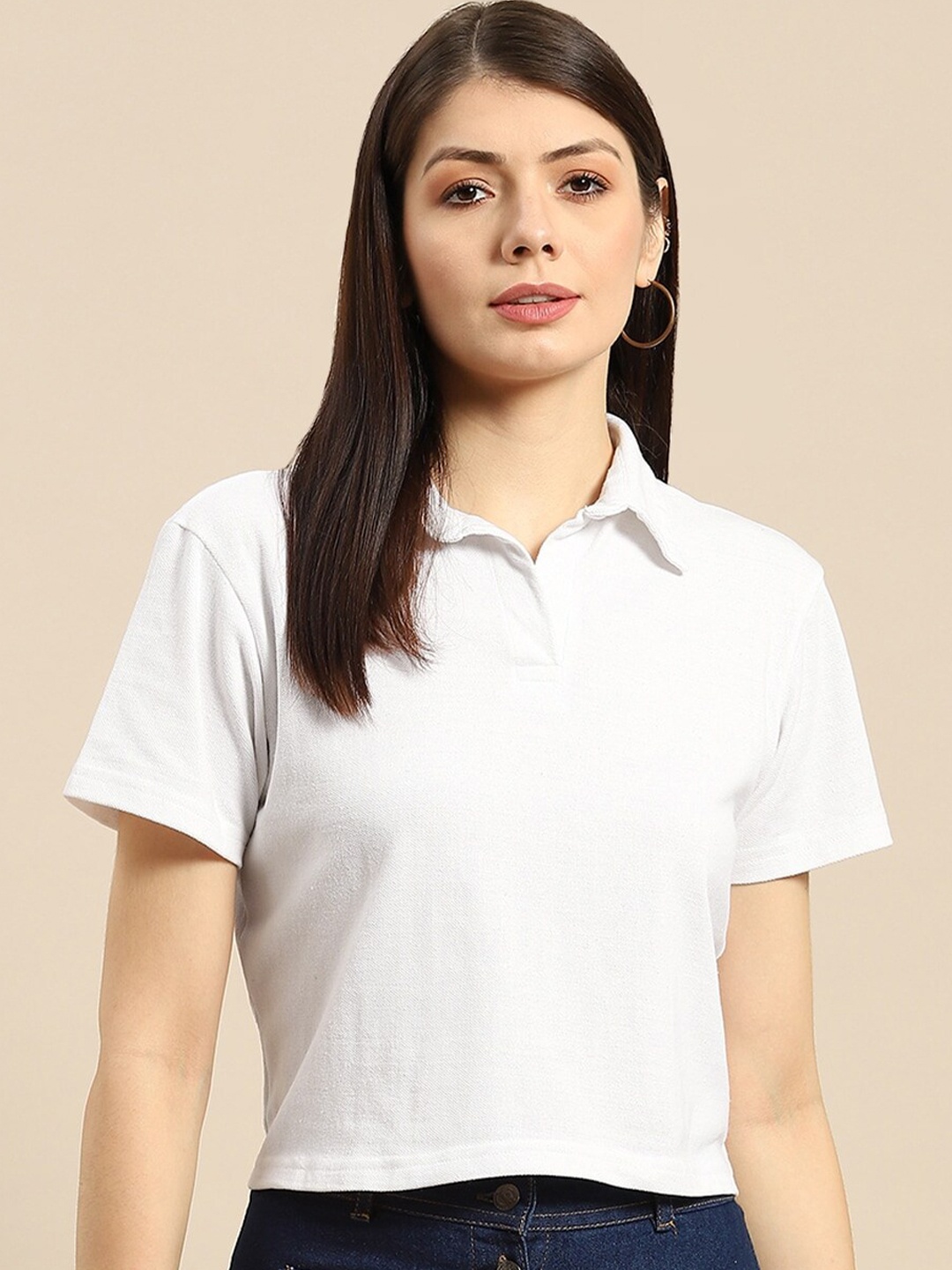

BAESD Polo Collar Cotton T-shirt, White