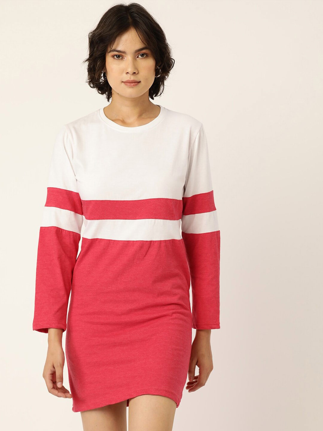 

BAESD Colourblocked Cotton Sheath Mini Dress, White