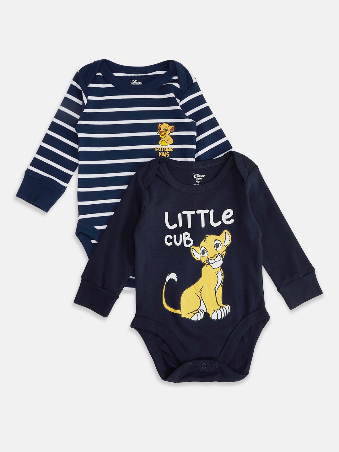 

Pantaloons Baby Infant Boys Pack of 2 Printed Cotton Bodysuits, Navy blue