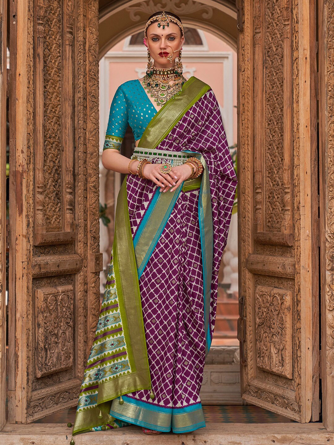 

Anouk Woven Design Zari Silk Blend Banarasi Saree, Purple